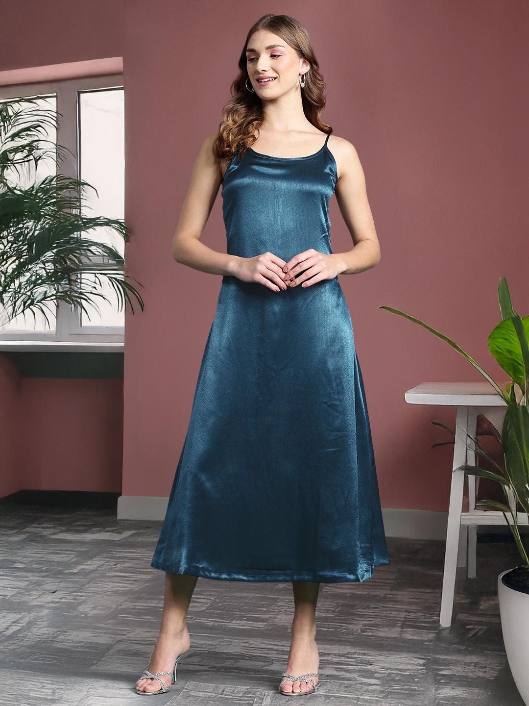 Buy DressBerry Glam Satin A Line Midi Dress - Dresses for Women ...