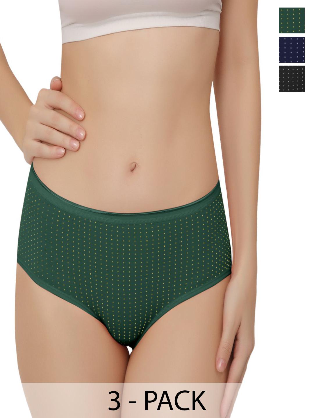 Buy Bella Voste Pack Of 3 Micro Ditsy Printed Anti Odour Hipster Briefs - - Apparel for Women
