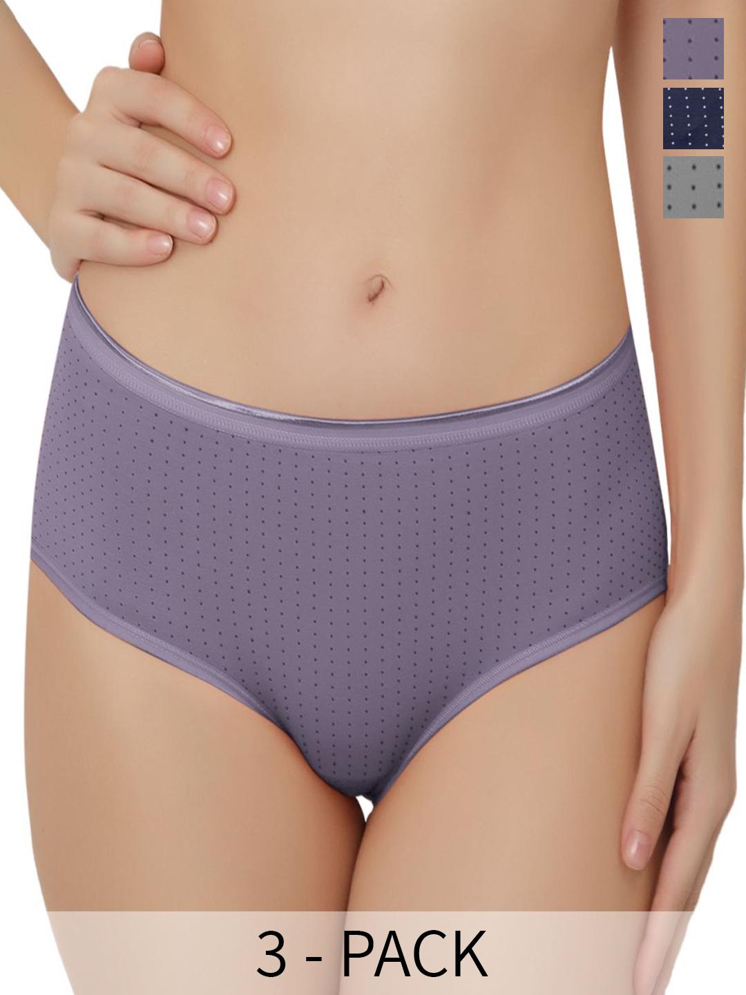 Buy Bella Voste Pack Of 3 Micro Ditsy Printed Anti Odour Hipster Briefs -  - Apparel for Women