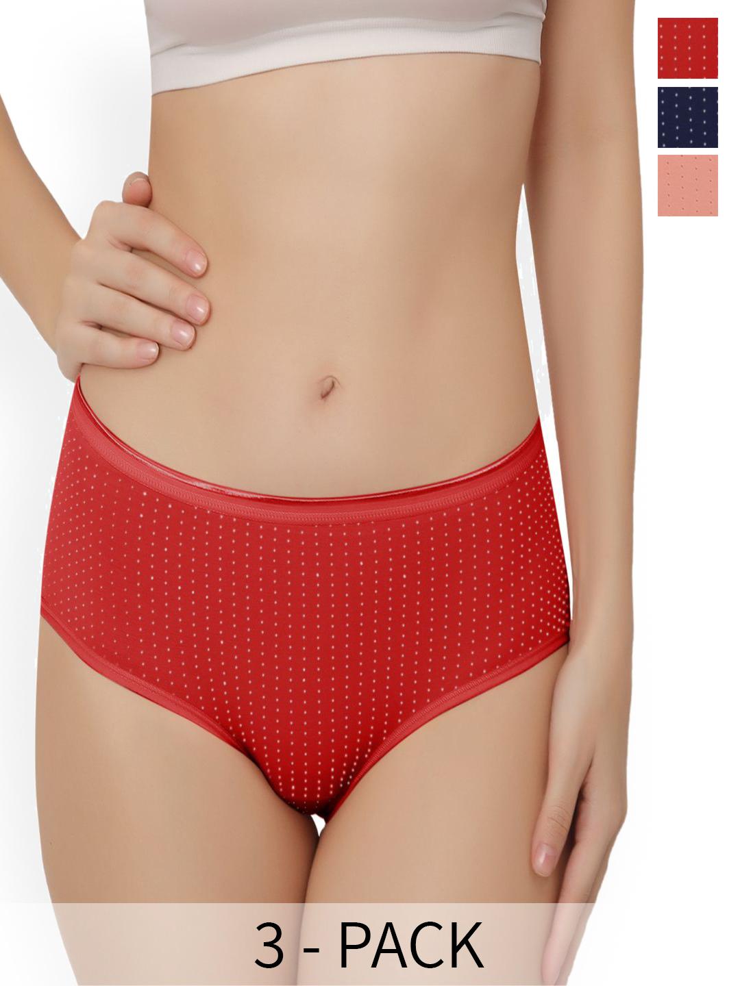 Buy Bella Voste Pack Of 3 Polka Dot Printed Anti Bacterial Hipster Briefs - - Apparel for Women