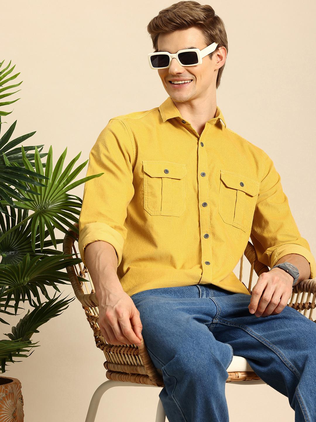 Mast & Harbour Men Standard Corduroy Cotton Casual Shirt