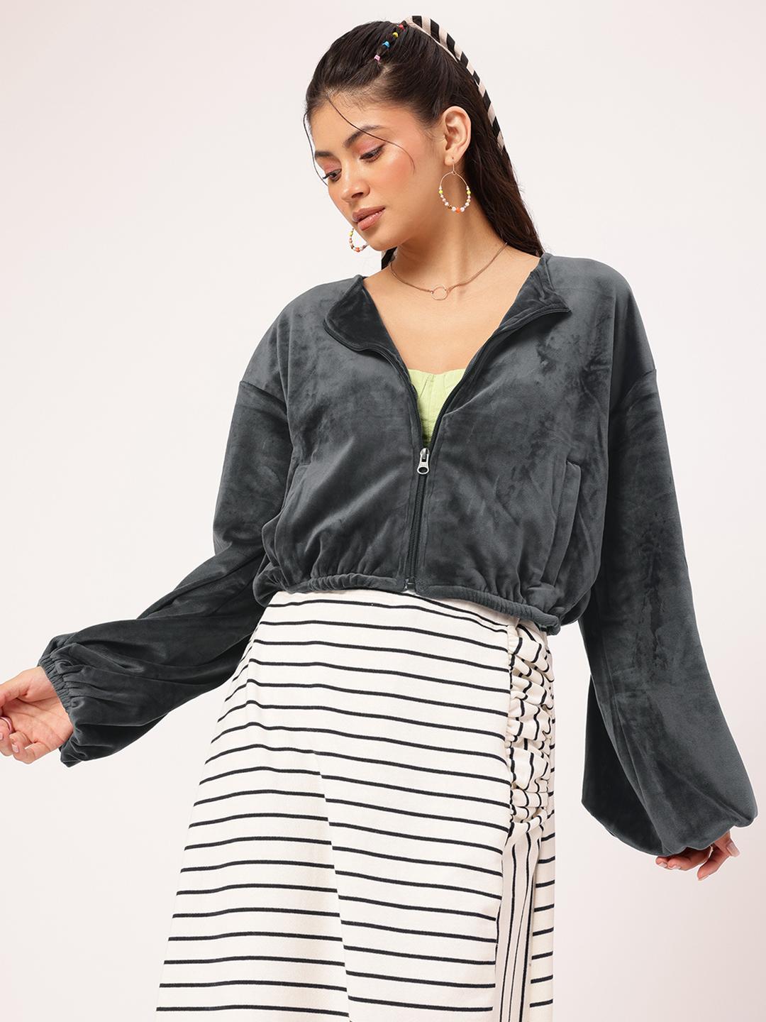Buy DressBerry X Fwd Puff Sleeves Crop Jacket - Jackets for Women ...