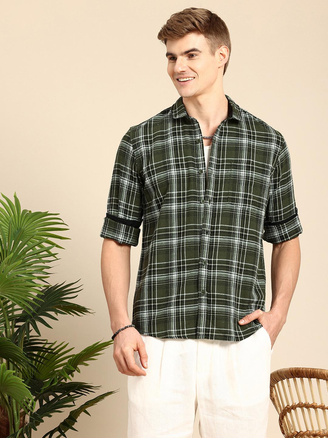 Mast & Harbour Men Slim Fit Checked Casual Shirt