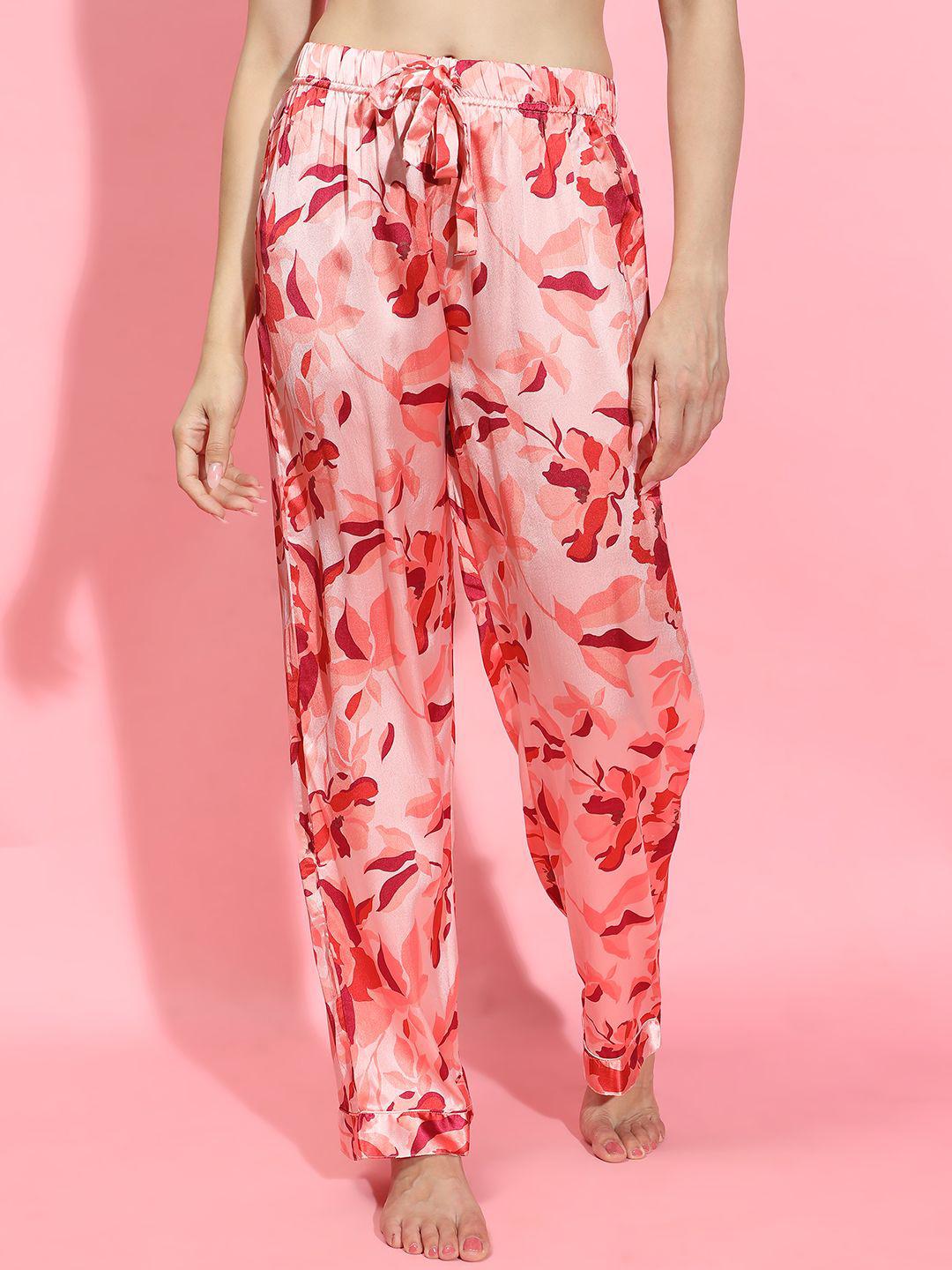 Buy Oxolloxo Women Floral Printed Mid Rise Lounge Pants - - Apparel for Women