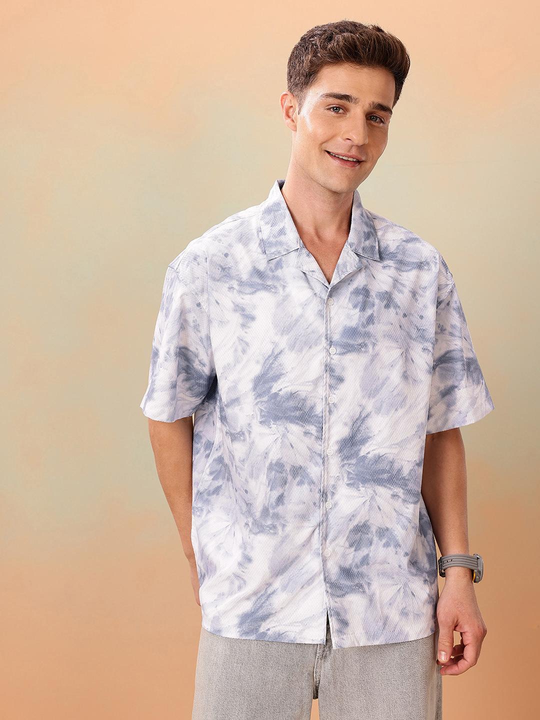 Mast & Harbour Abstract Printed Drop-Shoulder Sleeves Oversized Casual Shirt