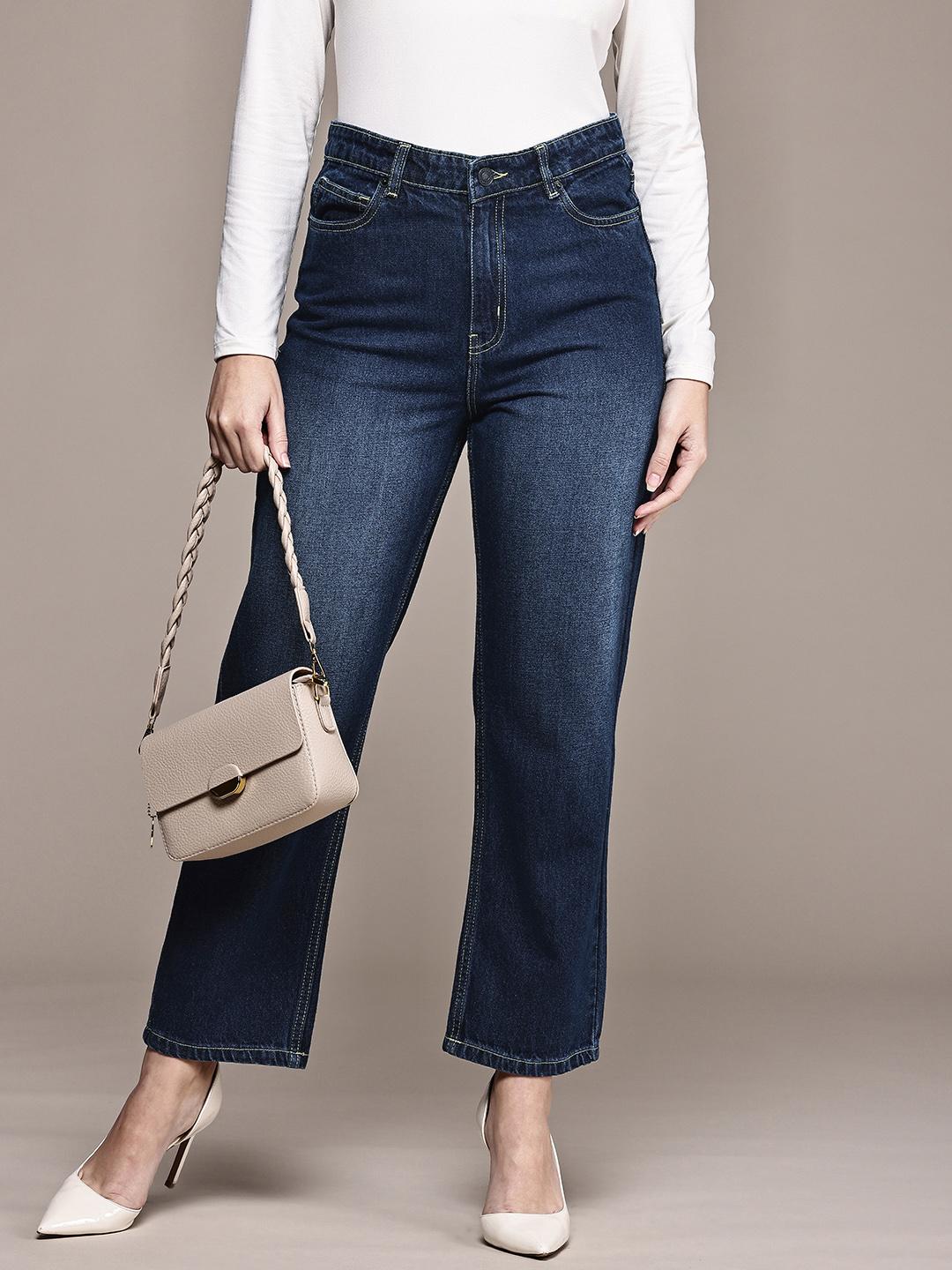 French Connection Women Pure Cotton Straight Fit Heavy Fade Jeans