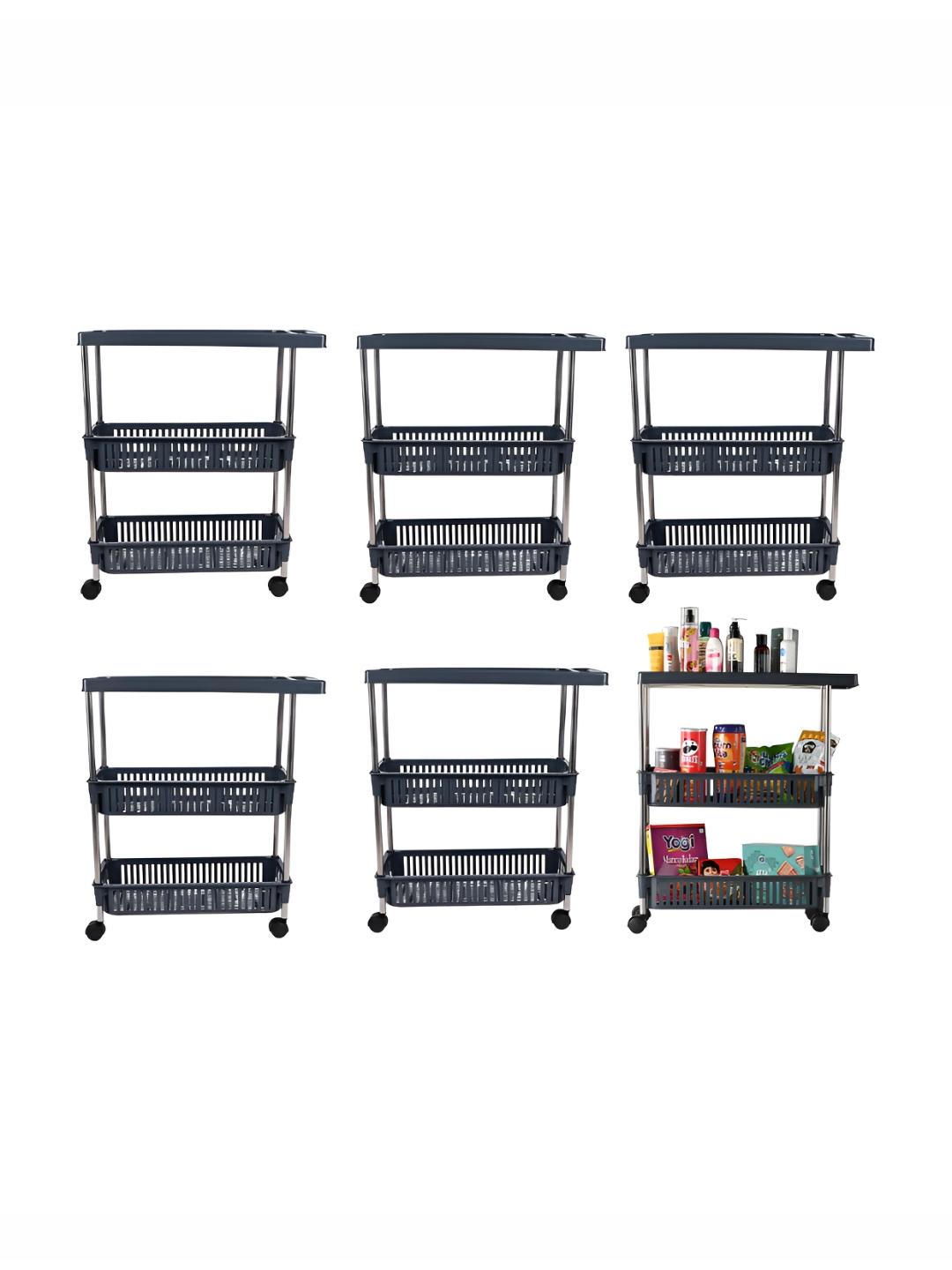 Buy Kuber Industries Grey 6 Pieces Slim 3 Layer Multipurpose Storage ...