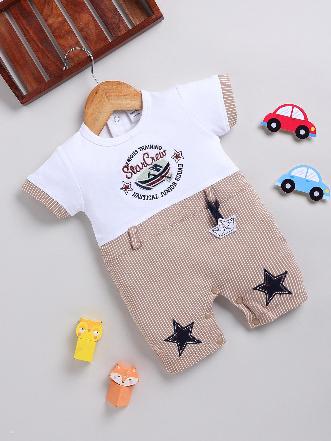 Buy Moms Love Infant Boys Pure Cotton Colourblocked Rompers - - Apparel for Boys