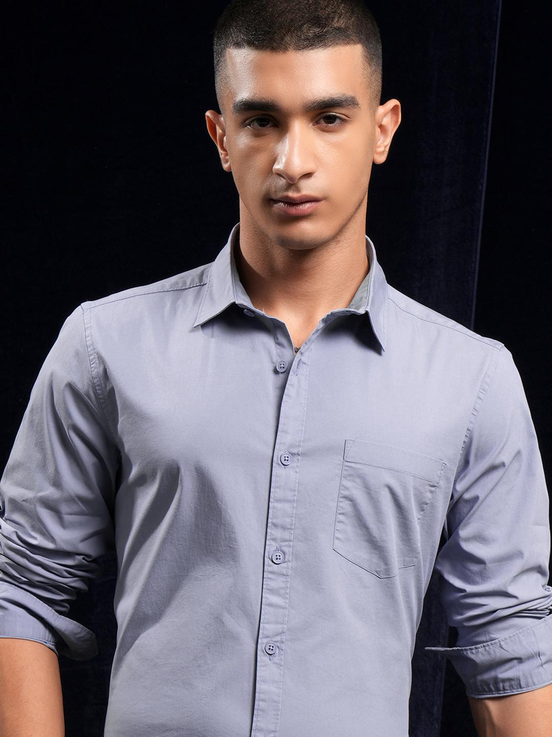 HIGHLANDER Men Popcorn Textured Printed Striped Cuban Collar Relaxed Regular Fit Shirt