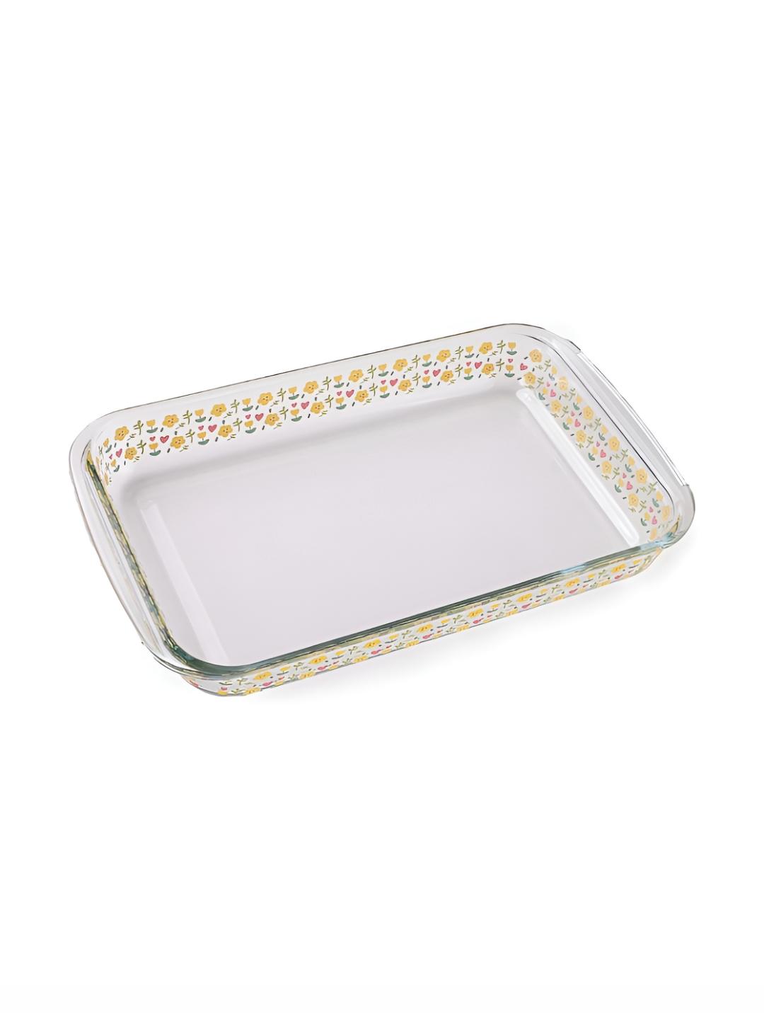 Buy Kuber Industries Transparent Printed Glass Baking Serving Tray ...