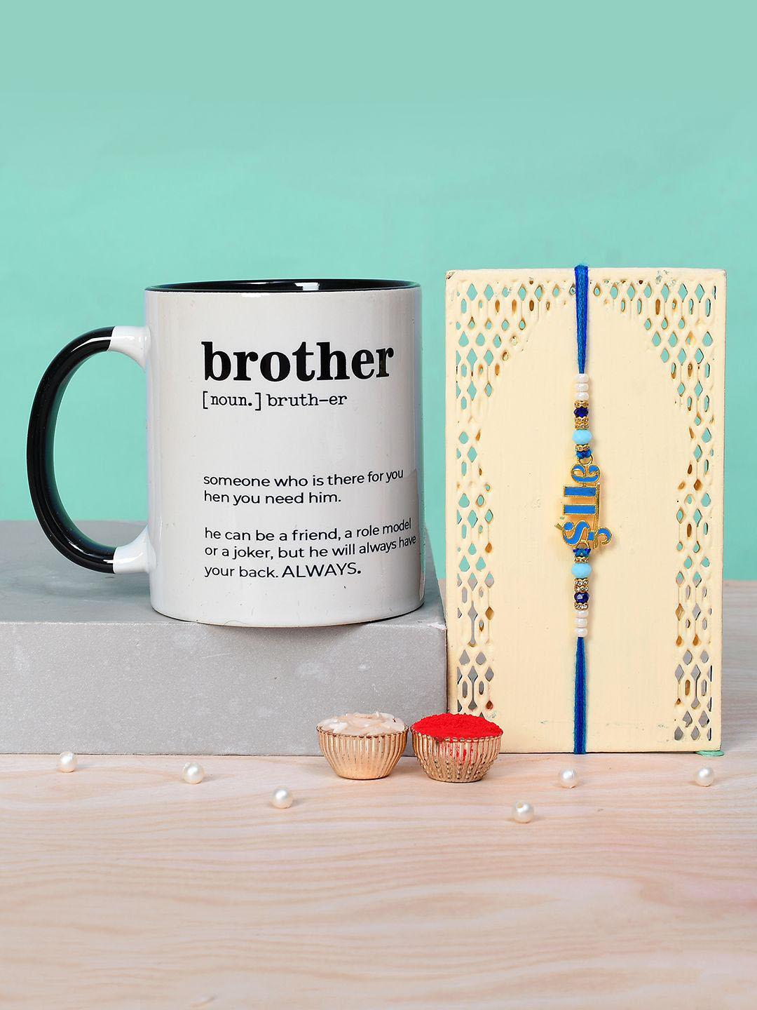 Elegant Brass Bhai Rakhi With Mug Combo For Brother