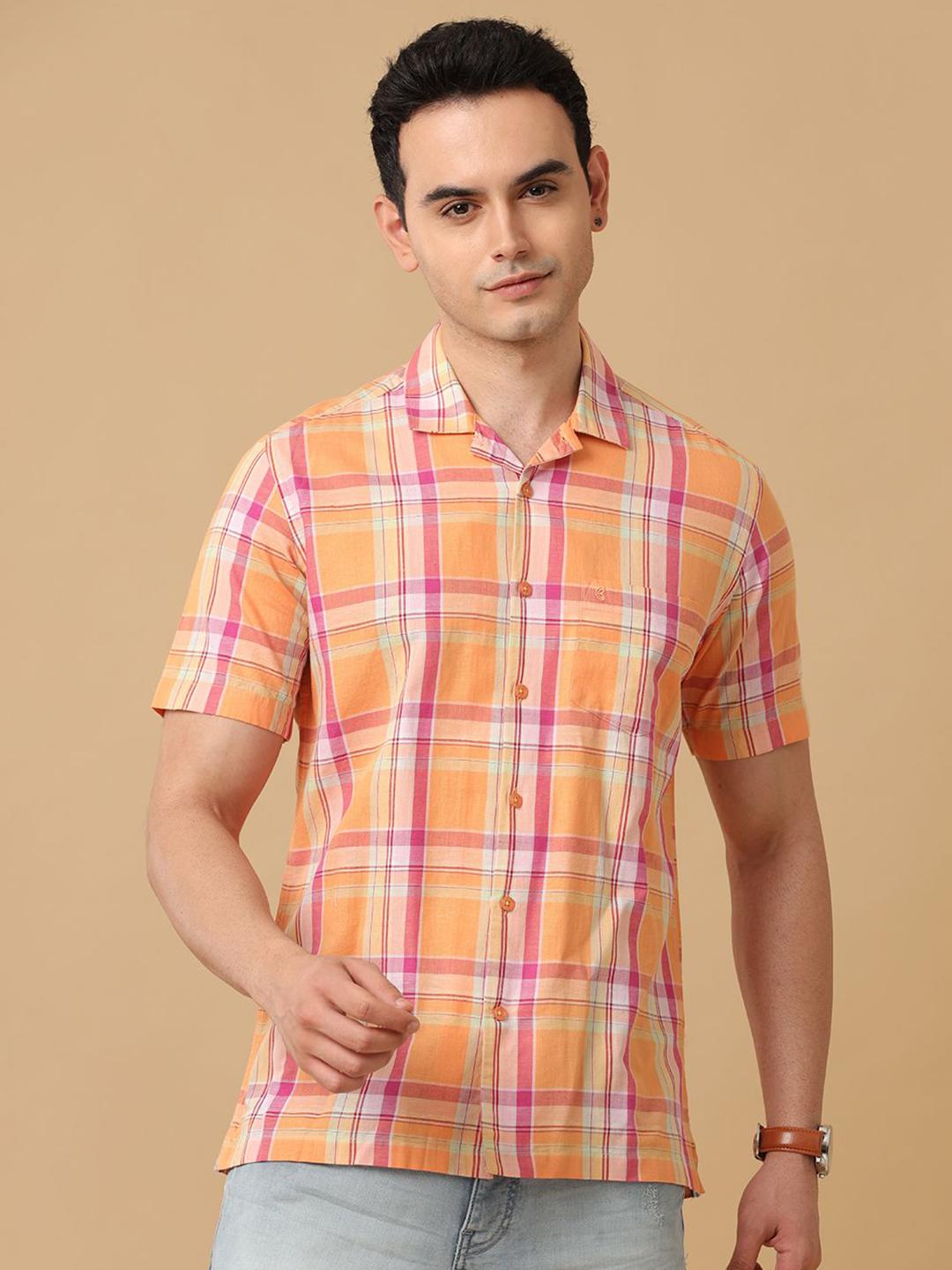CAVALLO by Linen Club Men Contemporary Slim Fit Tartan Checks Opaque Checked Casual Shirt