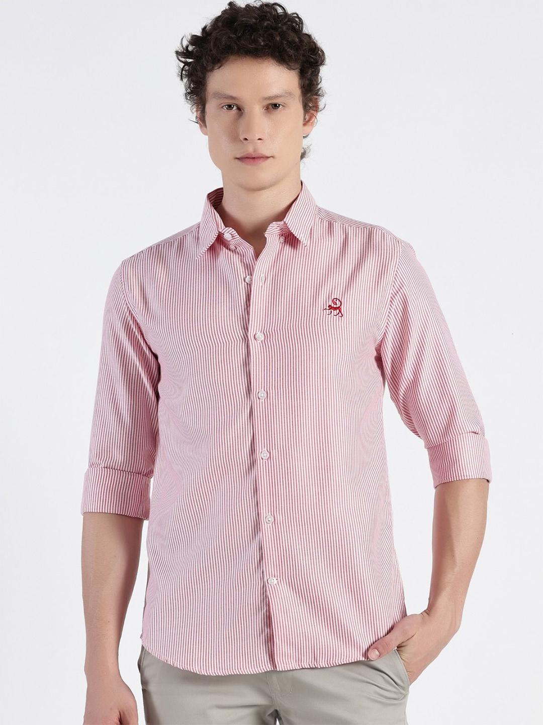 MISCHIEF MONKEY Men Classic Tailored Fit Striped Casual Shirt