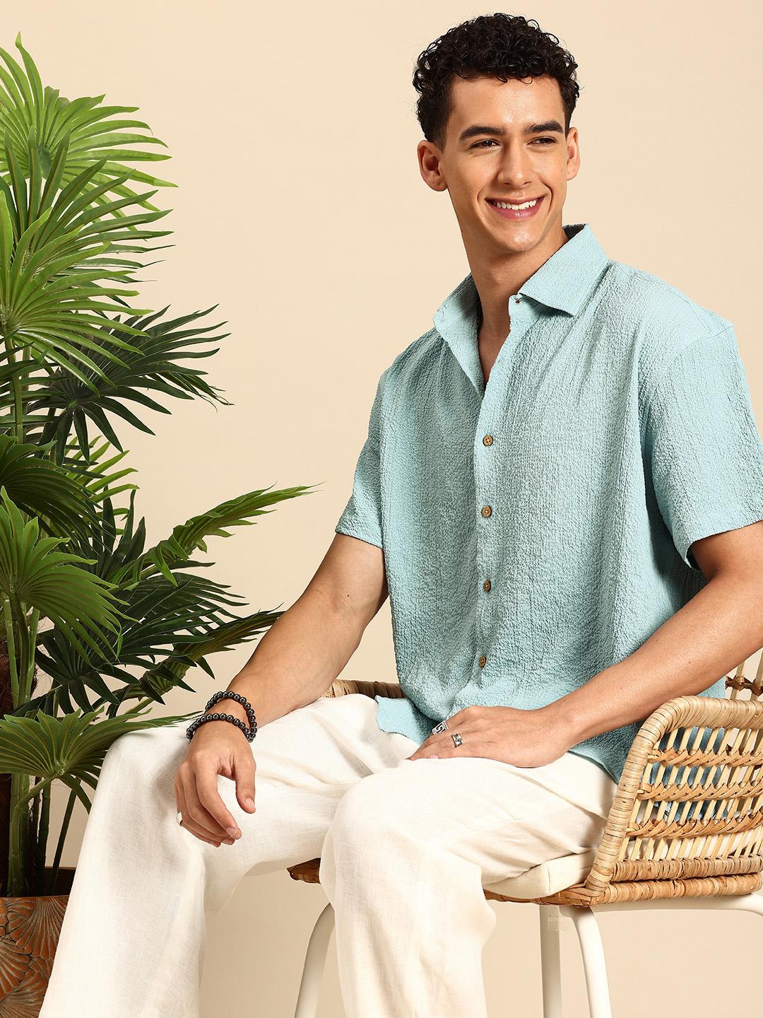 Mast & Harbour Men Textured Relaxed Fit Casual Shirt