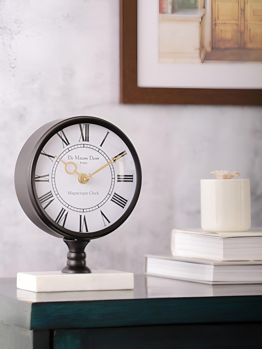 Buy Decor De Maison Black Metal Handcrafted Round Battery Analogue ...