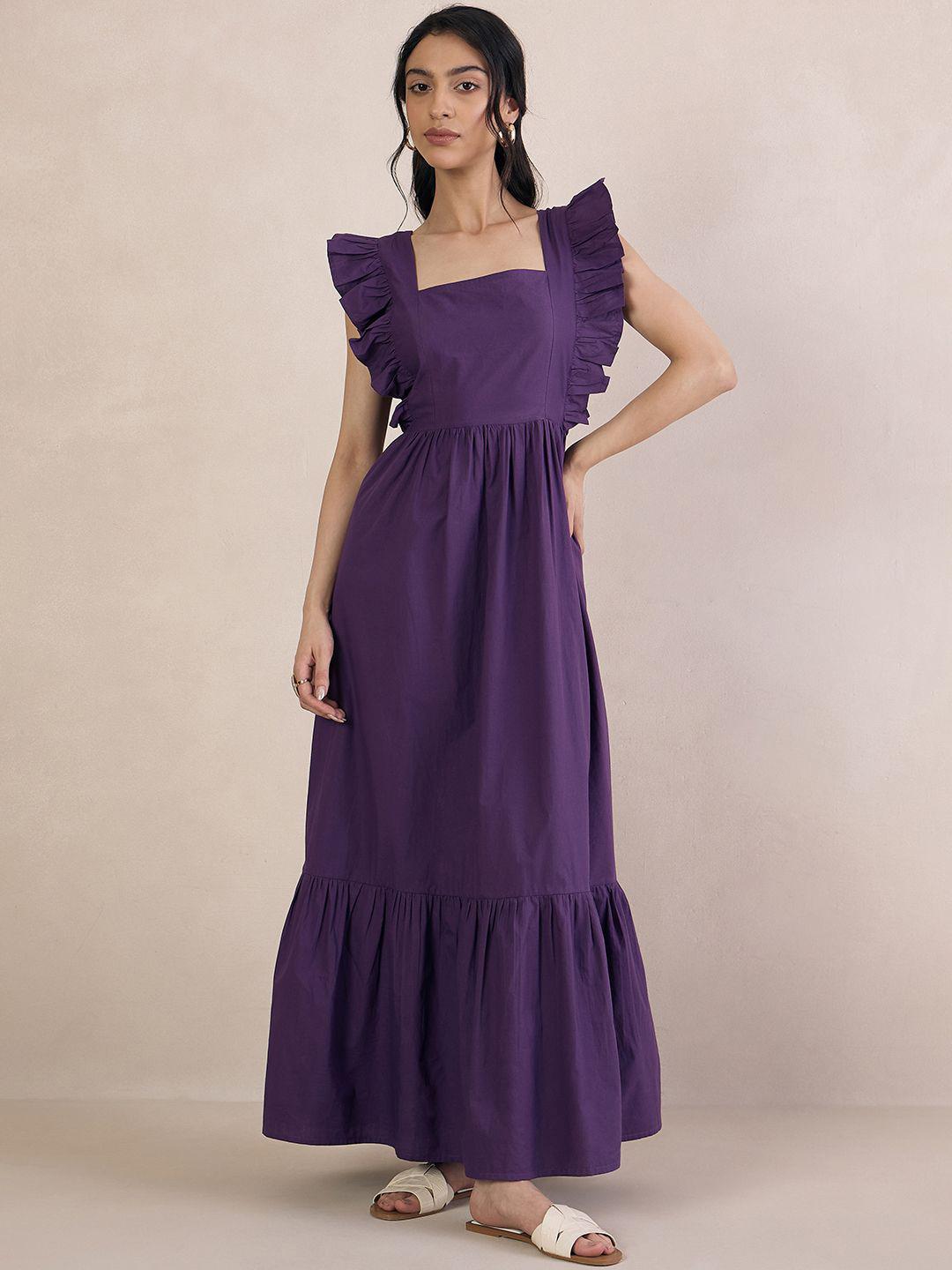 Buy FEMMELLA Cotton Fit & Flare Ruffles Maxi Dress - Dresses for Women ...