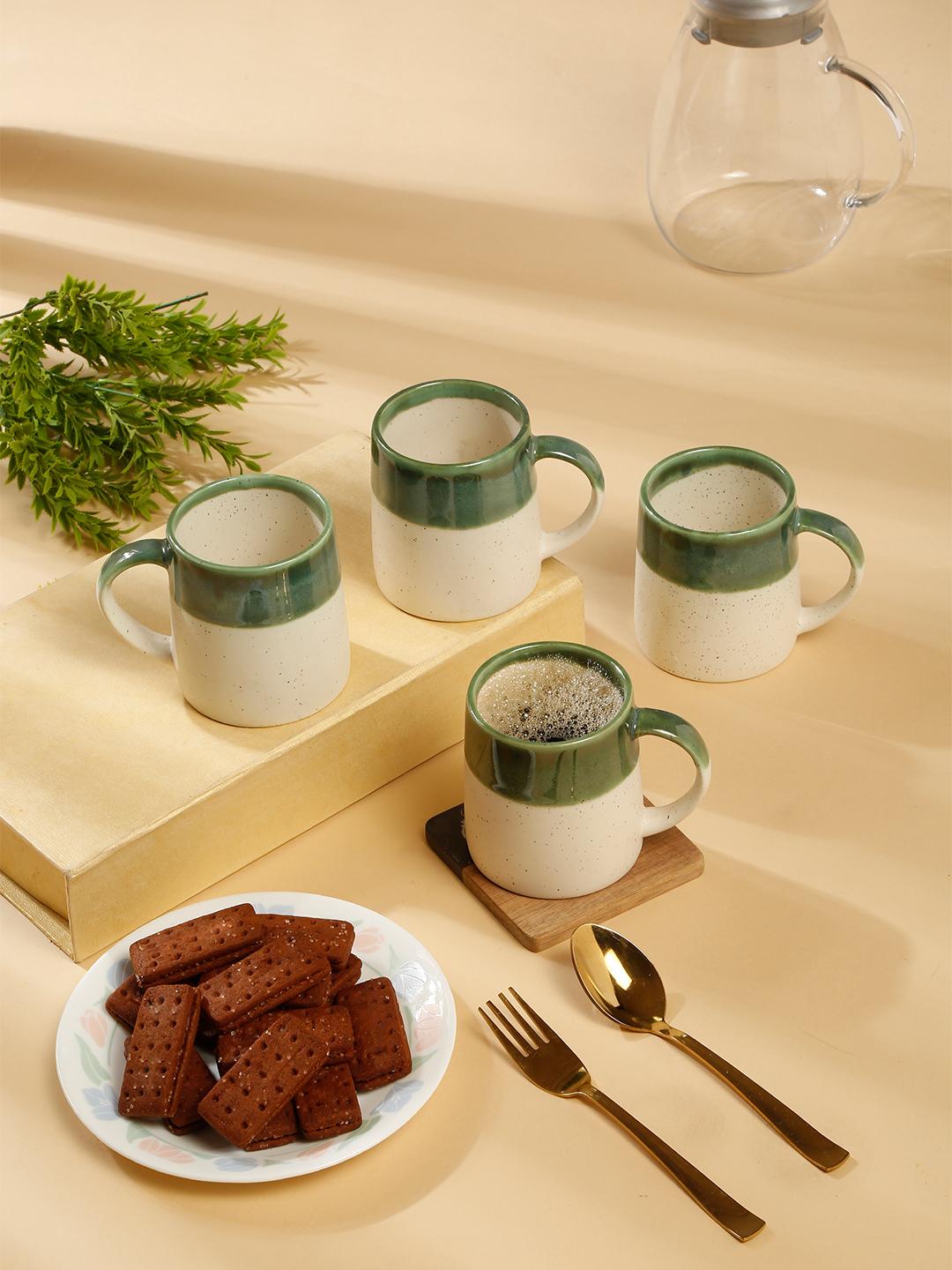 Buy Arrabi I Am Not Perfect I Make Mistakes Green Ceramic Handmade 4 Piece Mugs 300ml - - Home for Unisex