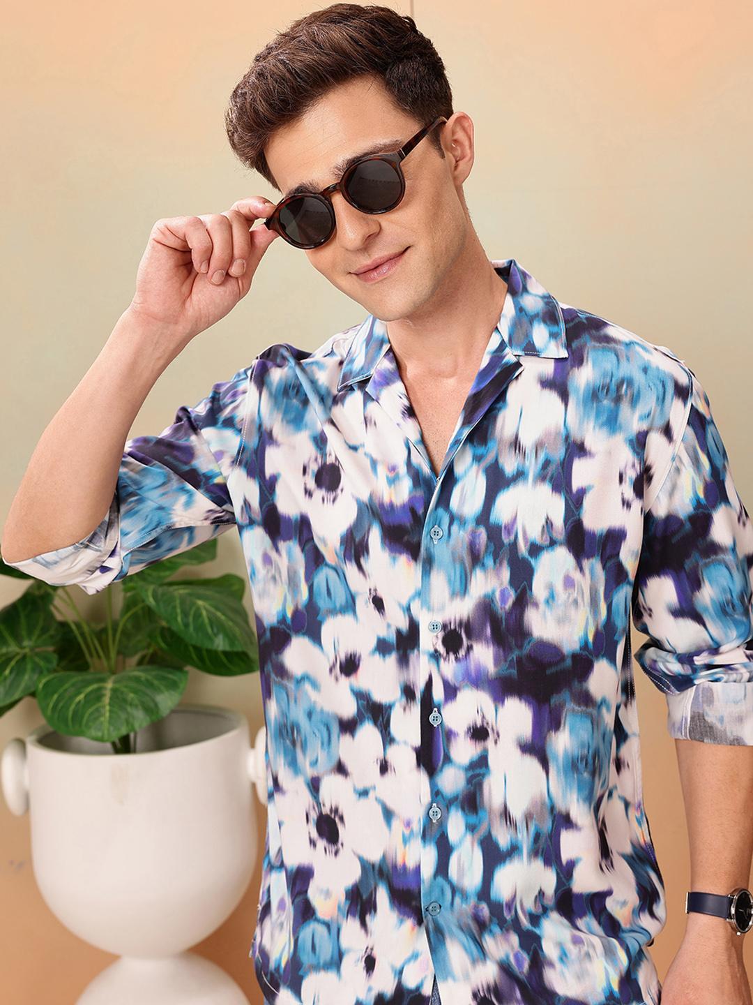 Mast & Harbour Relaxed Fit Resort Sleeves Opaque Abstract Printed Casual Shirt