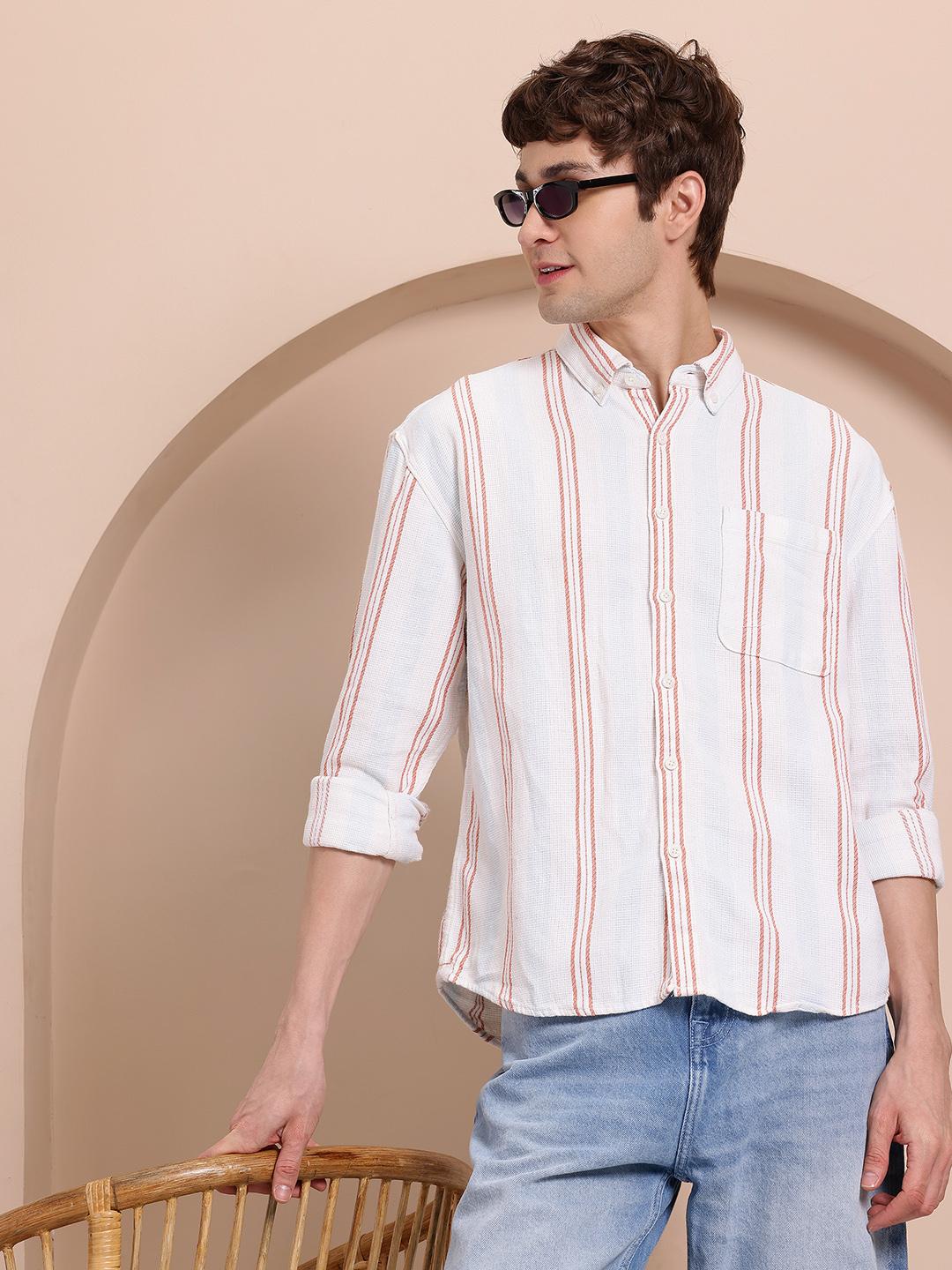 Mast & Harbour Striped Relaxed Fit Shirt