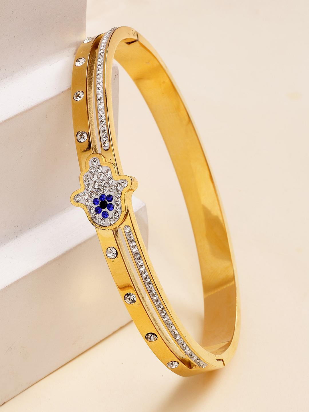 Buy Bohey By KARATCART Women Cubic Zirconia Gold Plated Bangle Style Bracelet -  - Accessories for Women