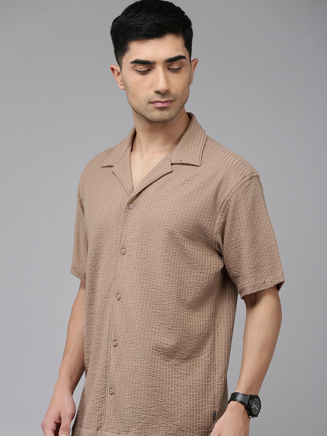 SPYKAR  Men Self Design Textured Relaxed Fit Print Knitted Shirt