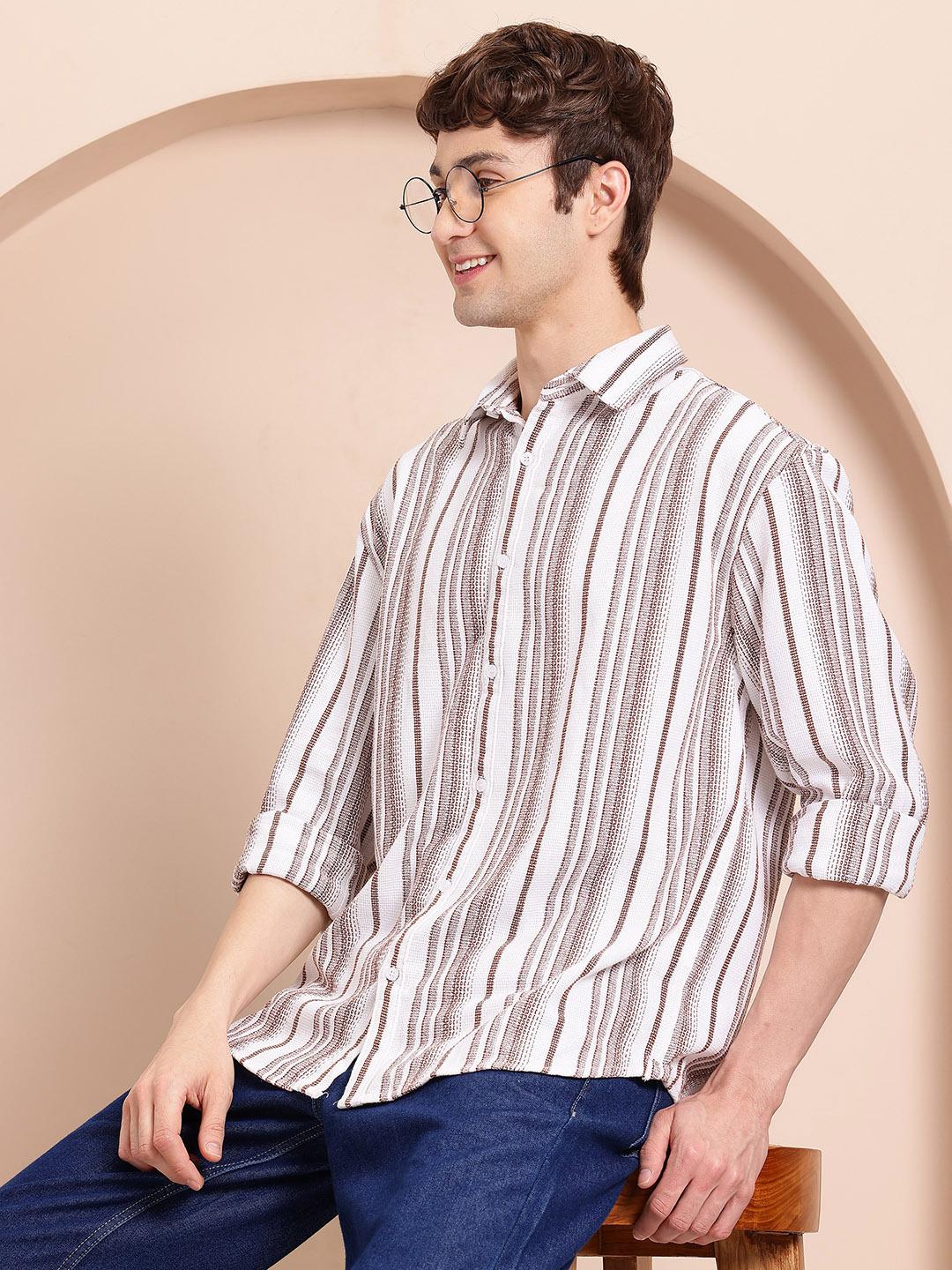 Mast & Harbour Relaxed Fit Striped Casual Shirt