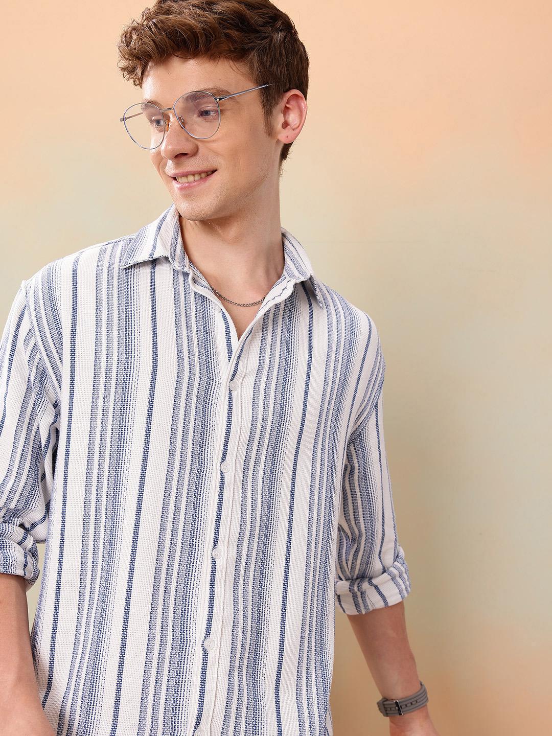 Mast & Harbour Relaxed Fit Opaque Striped Casual Relaxed Fit Shirt