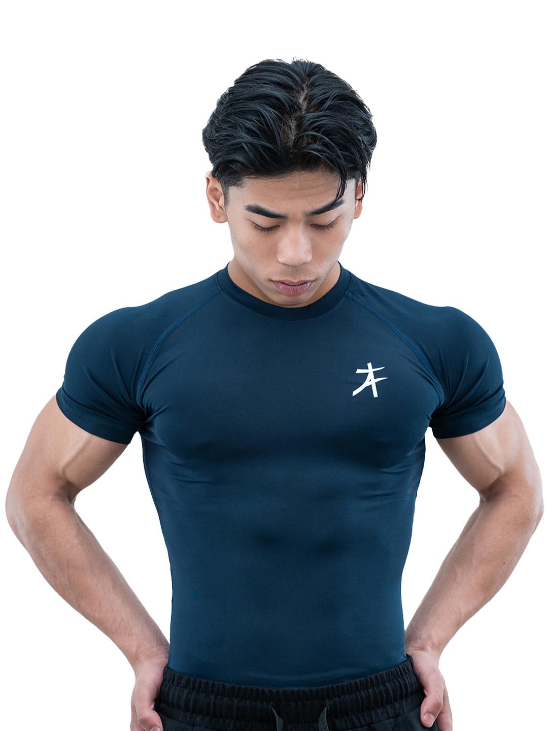 Buy Athflex Men Poly Spandex Blend Half Sleeve Edge Compression Muscle ...