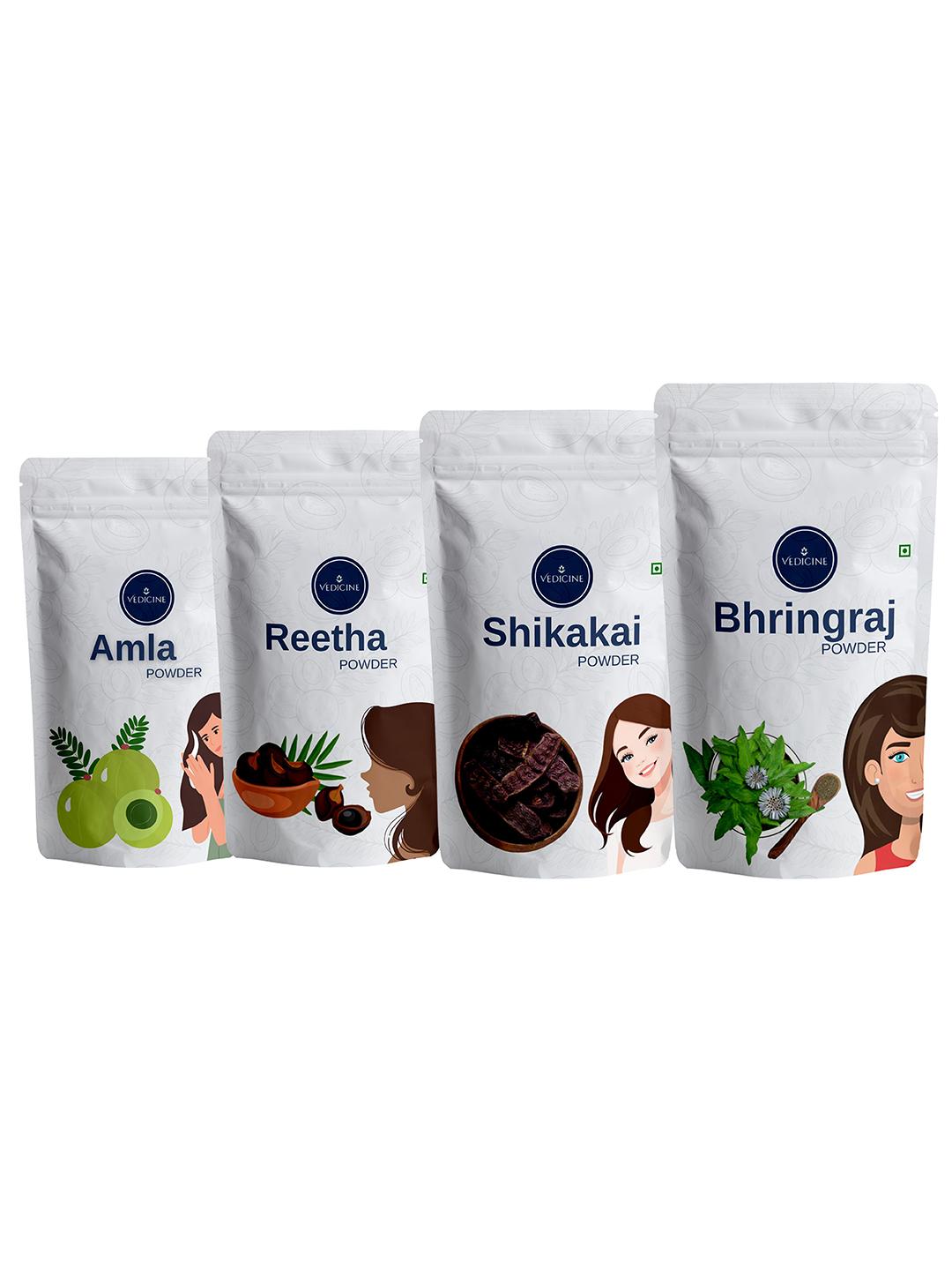 Buy VEDICINE Set Of 4 Amla Reetha Shikakai Bhirngraj Powder For Hair Care   75 G Each -  - Personal Care for Unisex