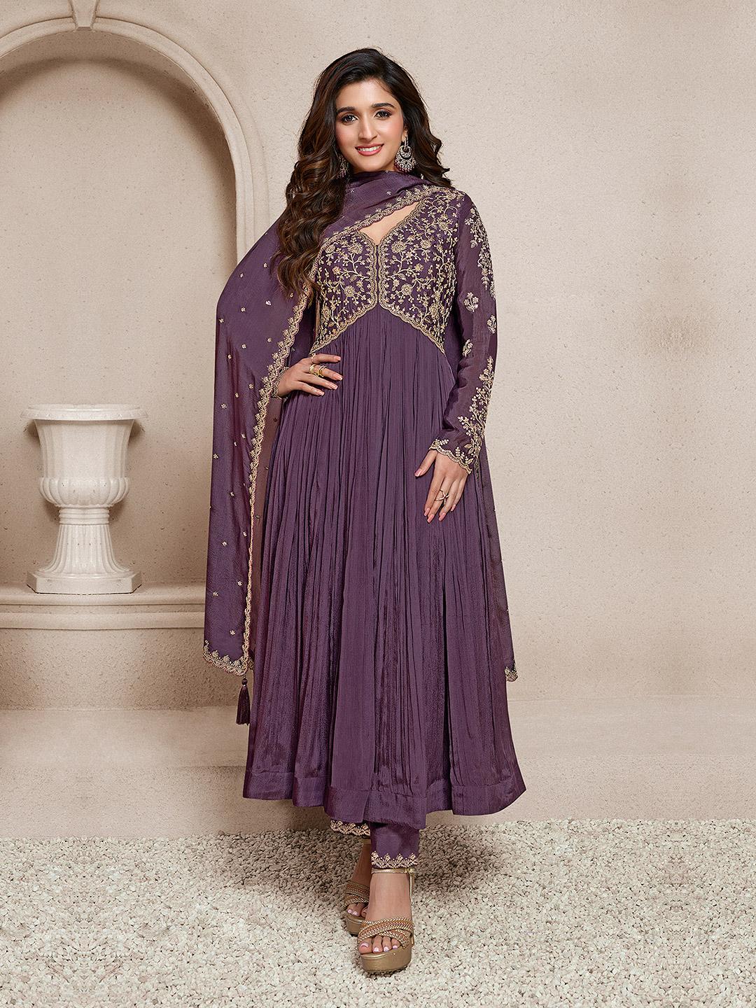 Foxglove Panelled Mid Kurta Set Bamboo Silk main image 0