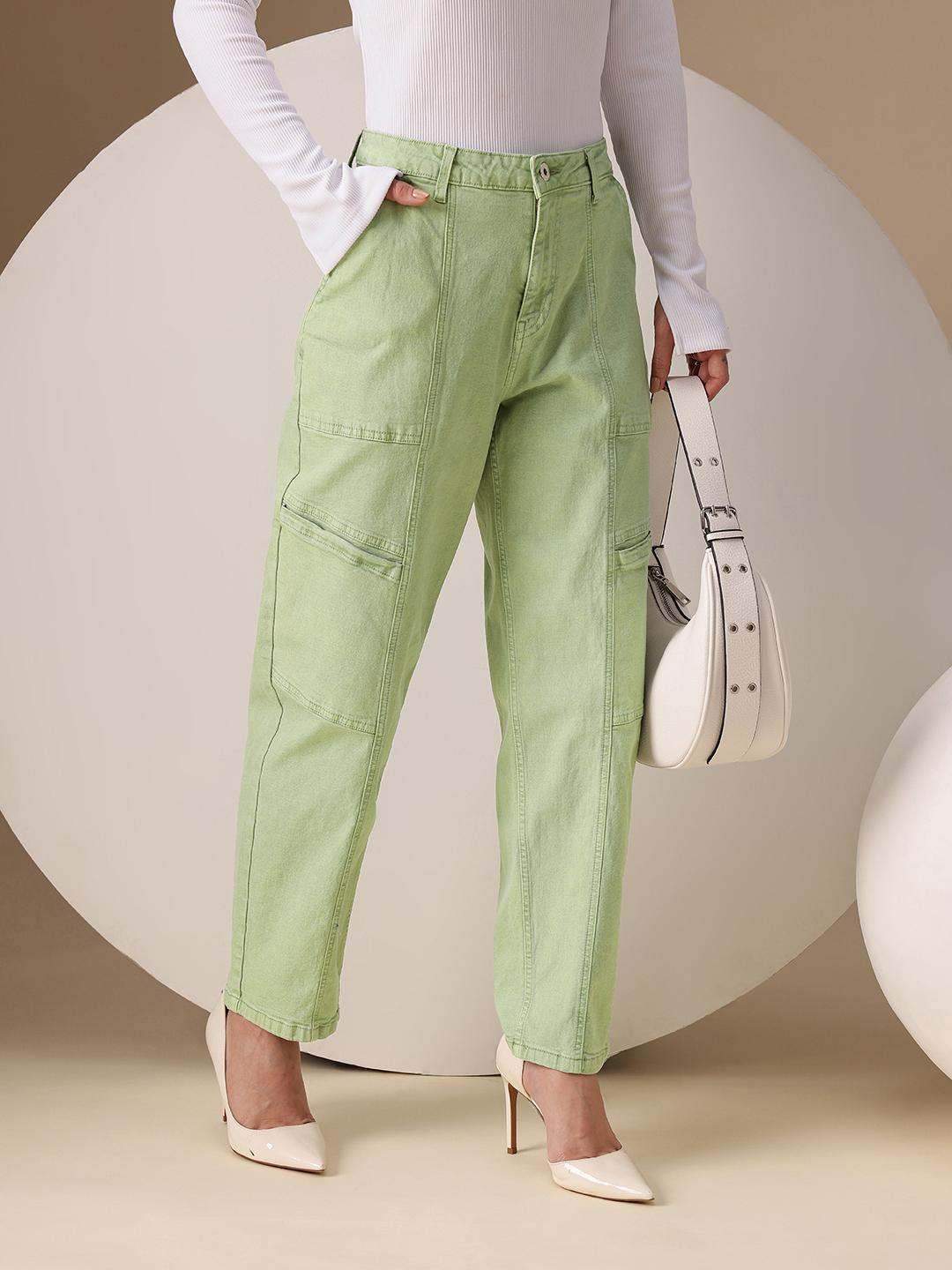 Chemistry Women Mom Fit High-Rise Stretchable Cargo Style Jeans