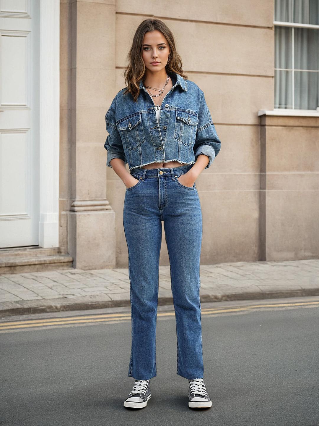 Flying Machine Women High-Rise Straight Fit Light Fade Stretchable Jeans