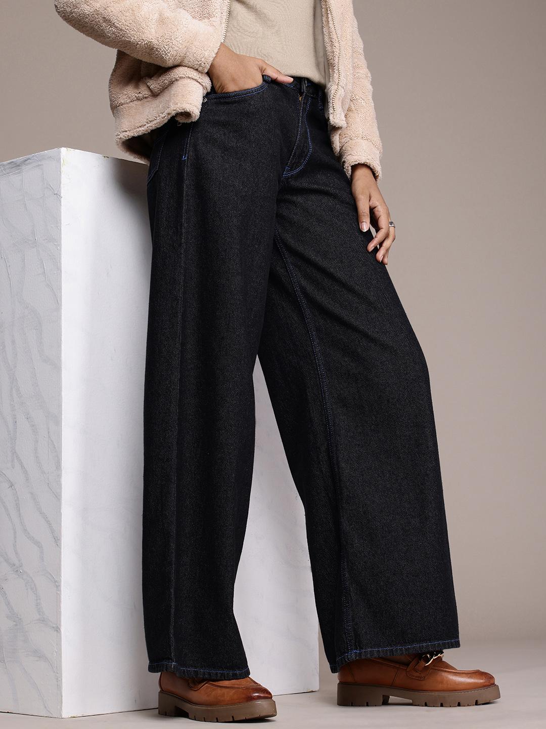The Roadster Life Co. Women Super Wide Leg Low-Rise Jeans