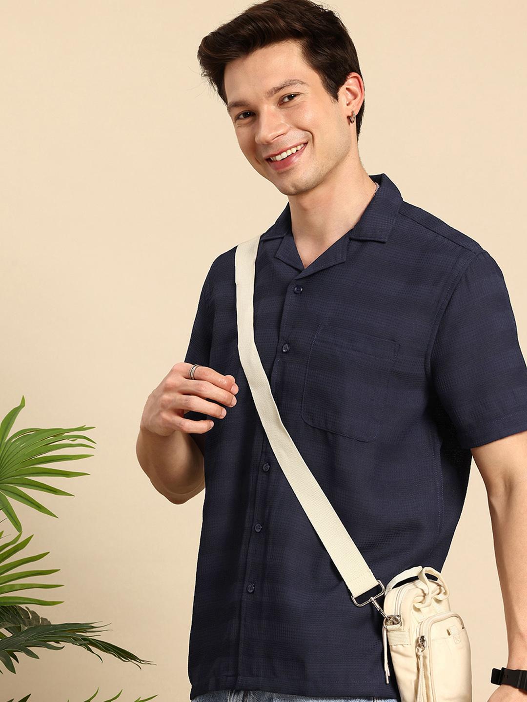 Mast & Harbour Self Designed Cuban Collar Casual Shirt