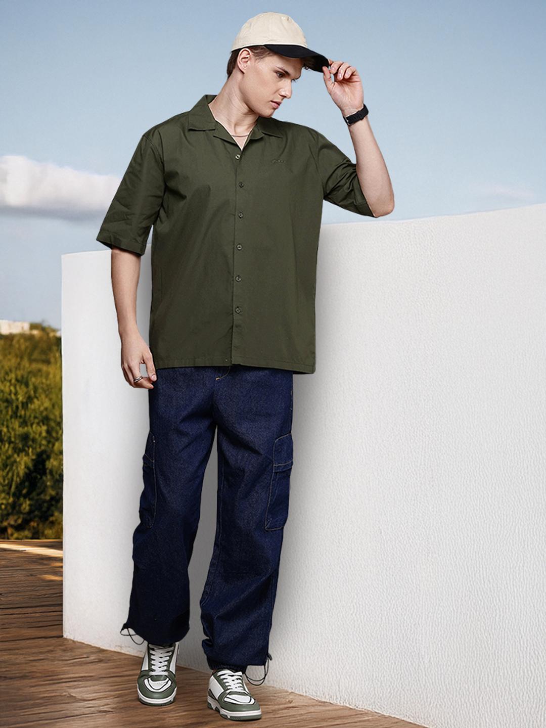 FCUK Relaxed Fit Drop-Shoulder Sleeves Pure Cotton Casual Shirt