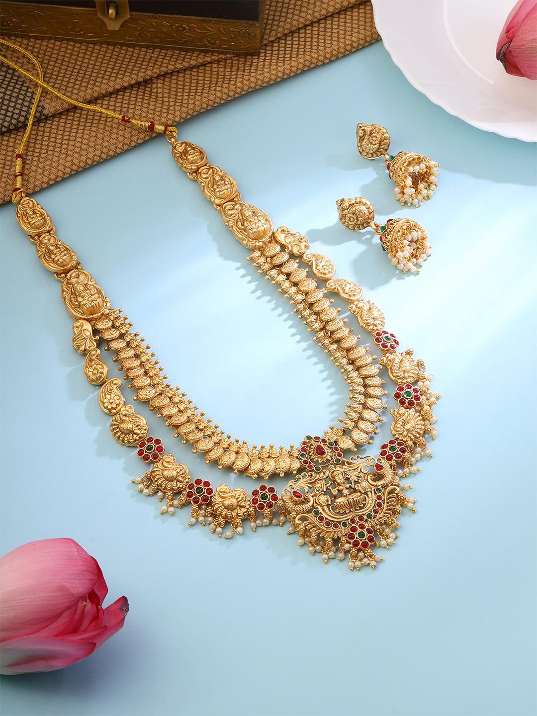 Buy Yellow Chimes Gold Plated Stone Studded & Beaded Jewellery Set - - Accessories for Unisex