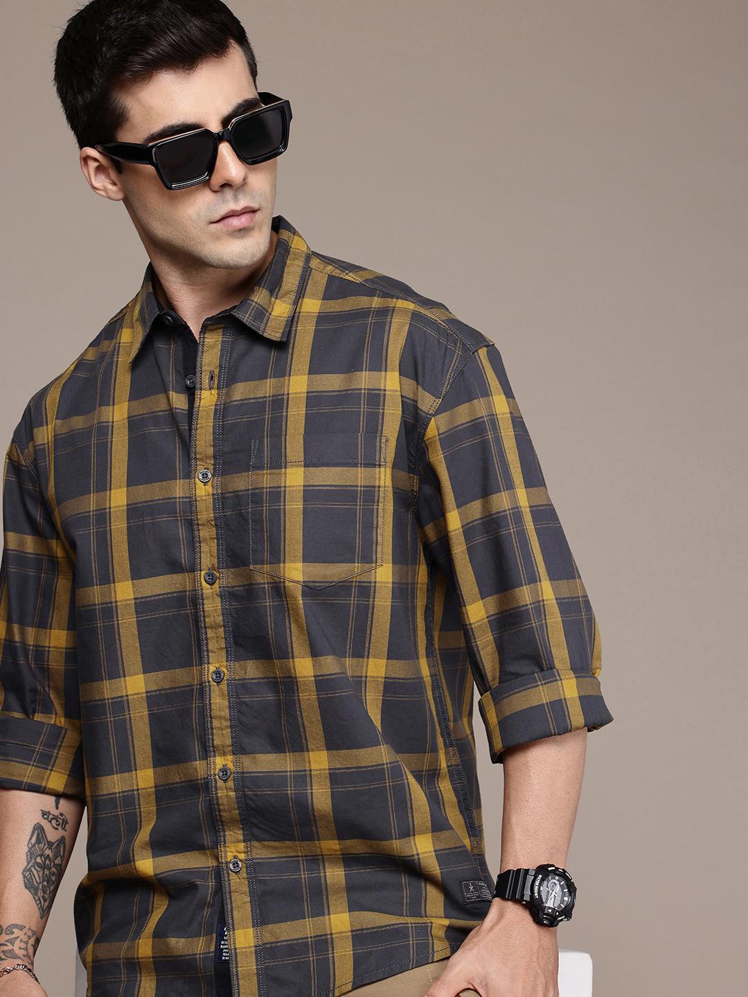 The Roadster Lifestyle Co. Checked Relaxed Fit Pure Cotton Casual Shirt