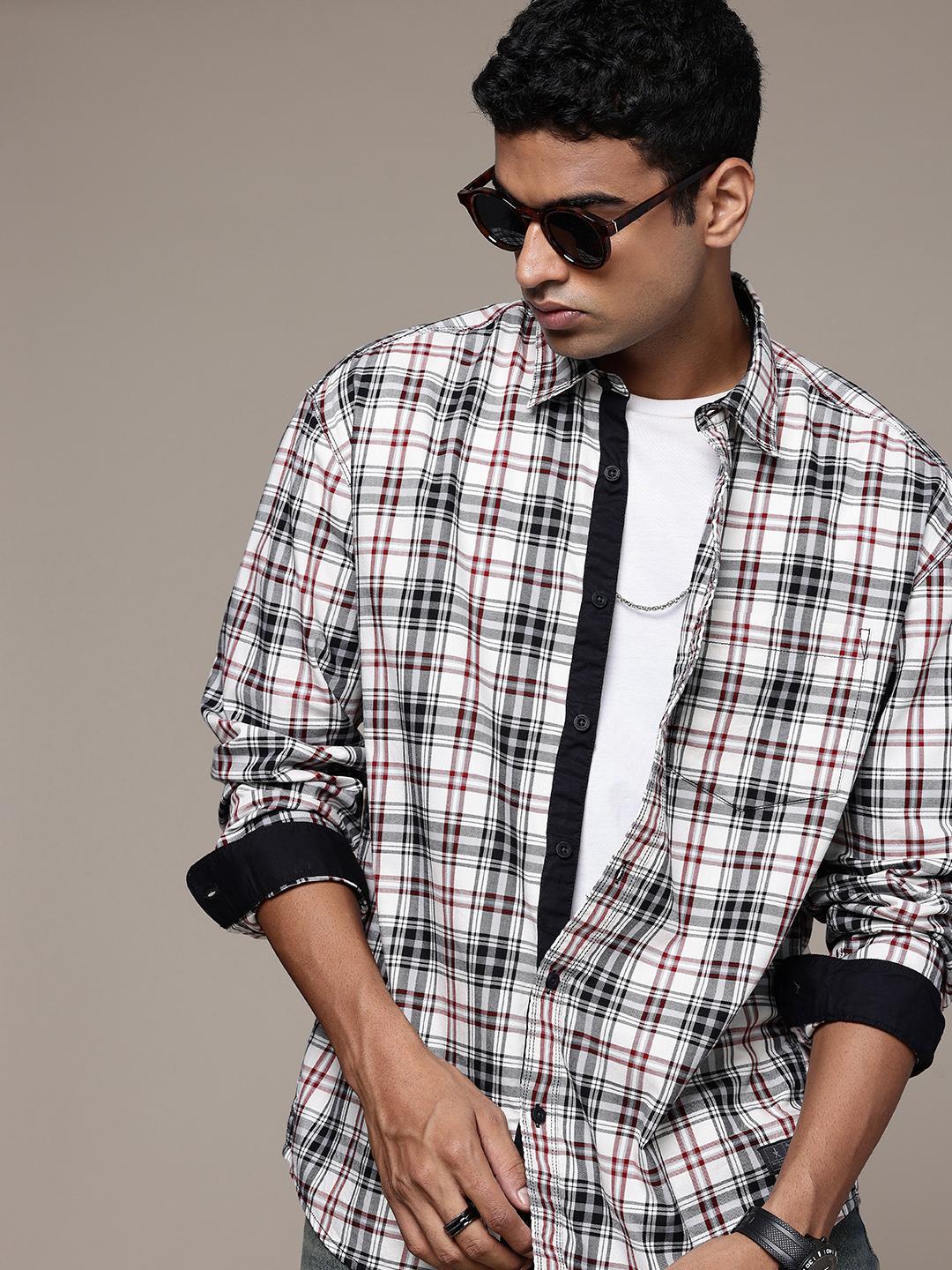 The Roadster Life Co. Checked Drop-Shoulder Sleeves Relaxed Fit Pure Cotton Casual Shirt