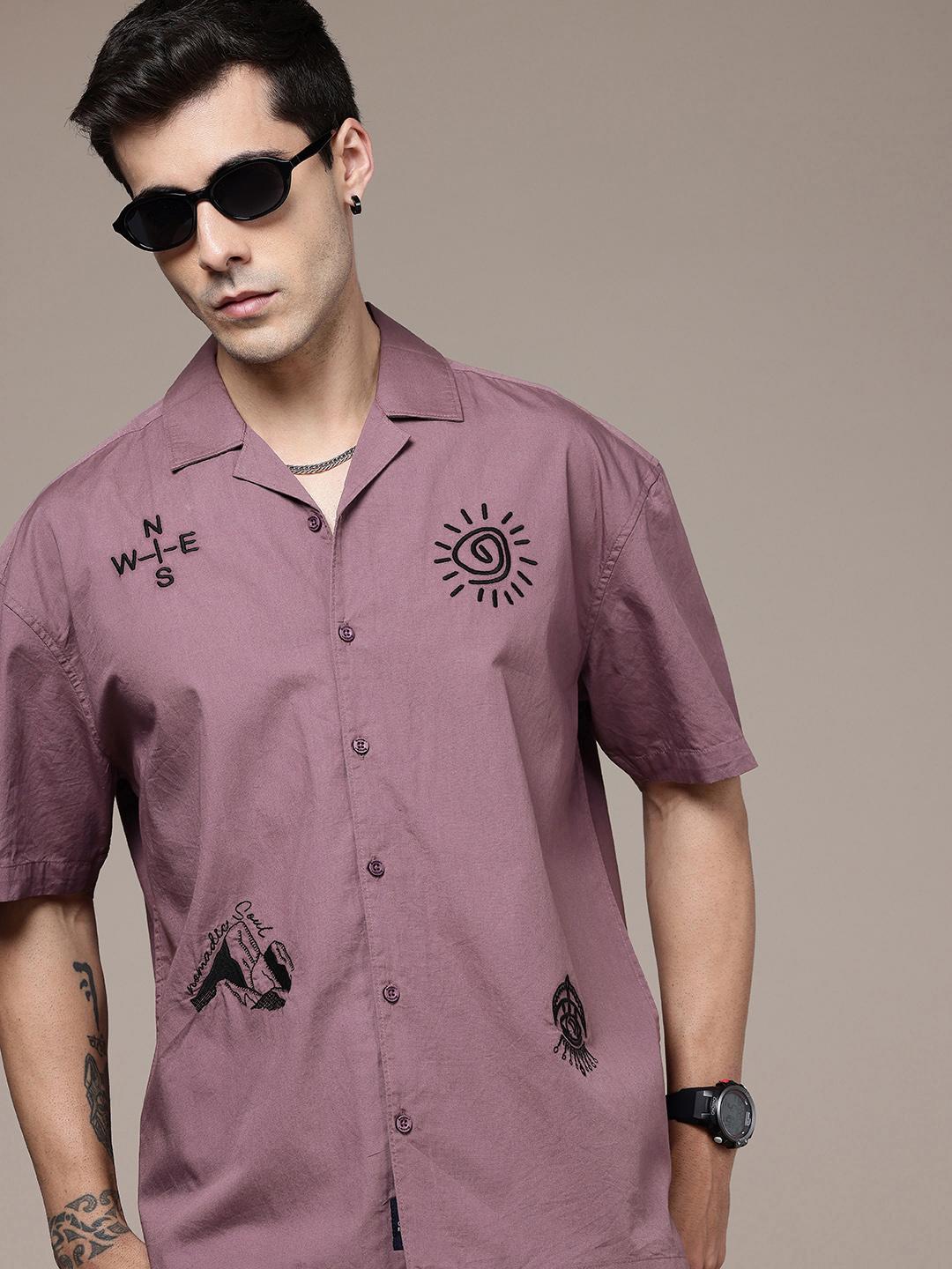 The Roadster Life Co. Relaxed Fit Opaque Embroidered Pure Cotton Casual Shirt