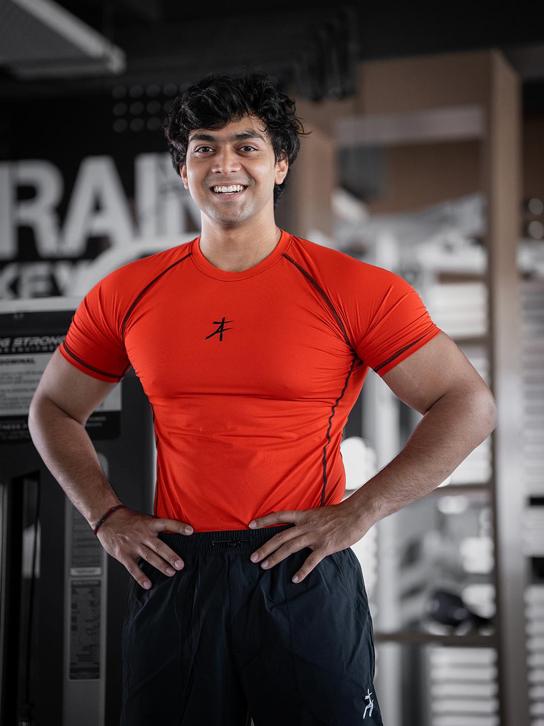 Buy Athflex Mens Half Sleeve Textured Compression Gym Wear T Shirt ...