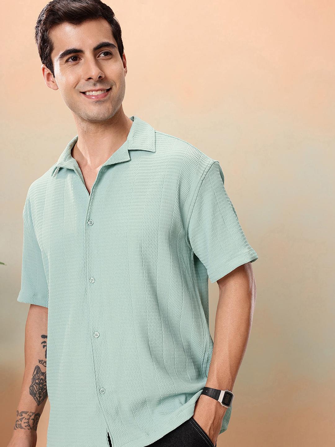 Mast & Harbour Textured Drop-Shoulder Sleeves Relaxed Fit Casual Shirt
