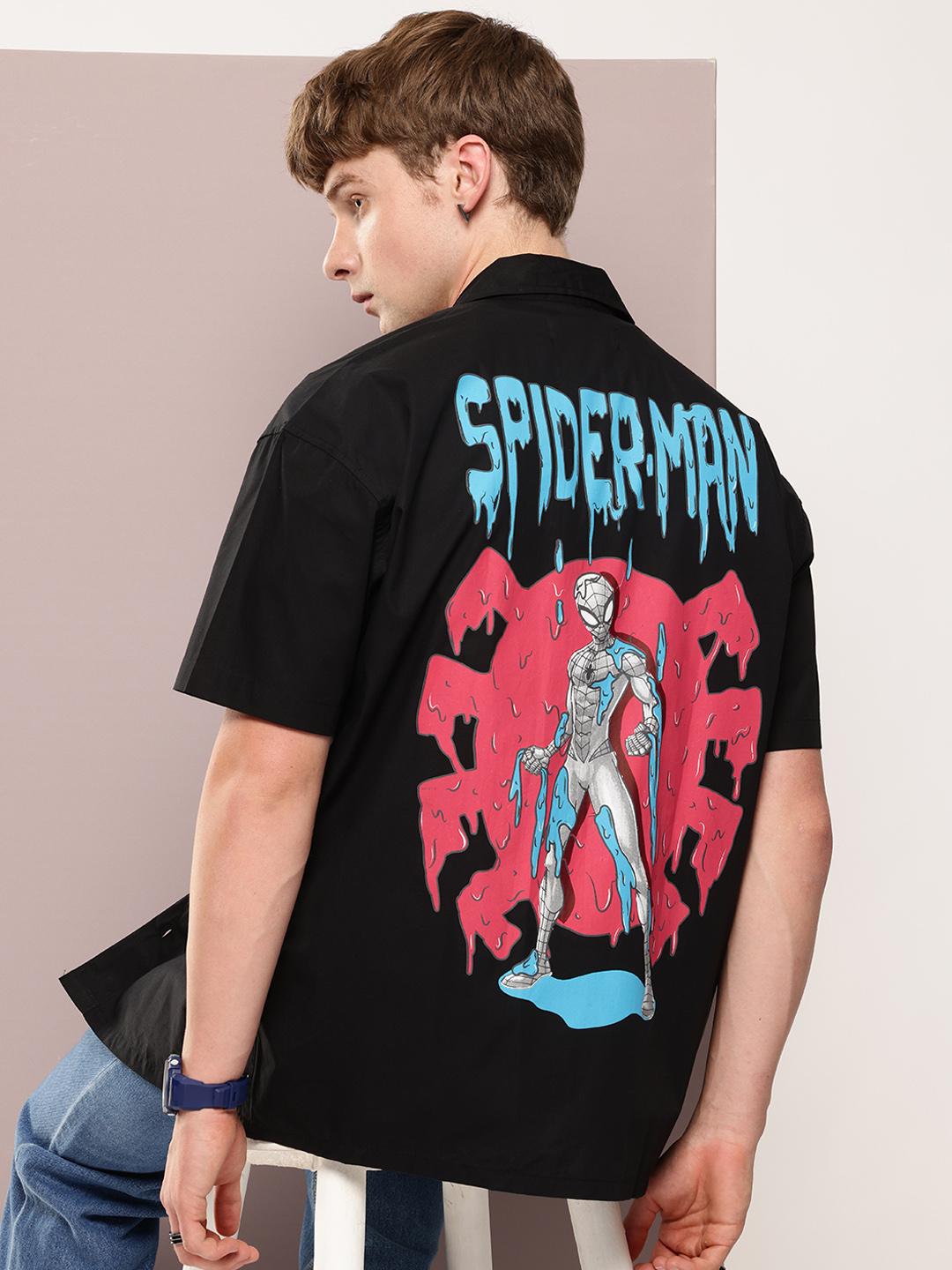 Kook N Keech Marvel Pure Cotton Opaque Spider-Man Printed Oversized Casual Shirt