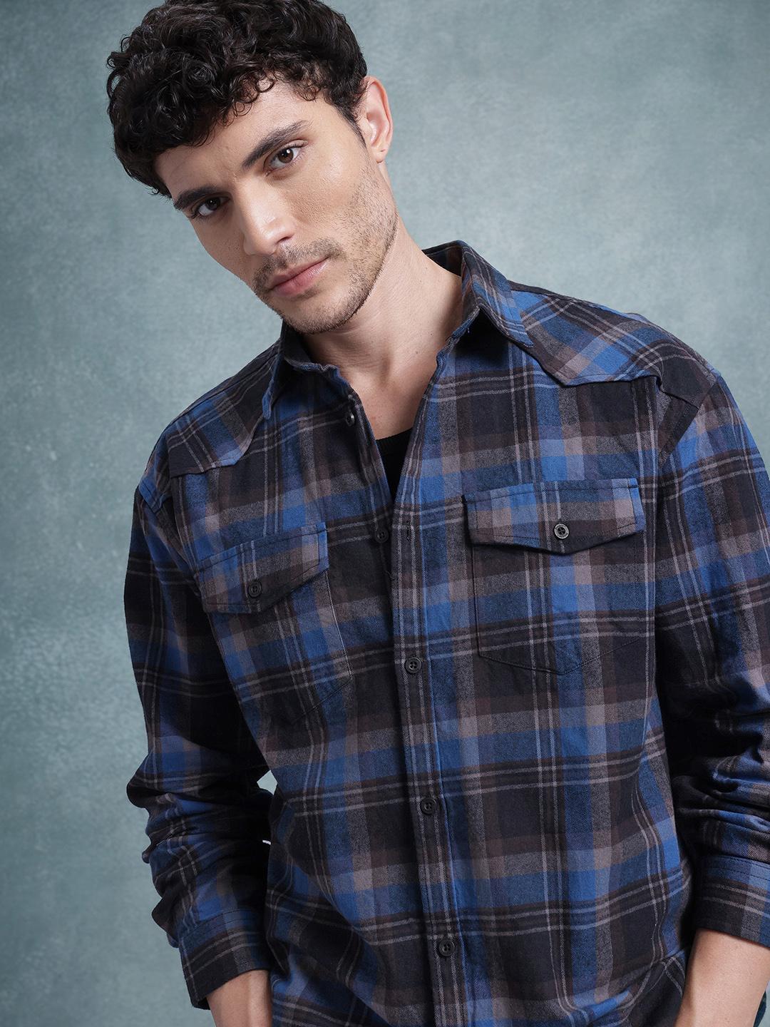 The Roadster Life Co. Checked Chest Pocket Detail Flannel Relaxed Shirt