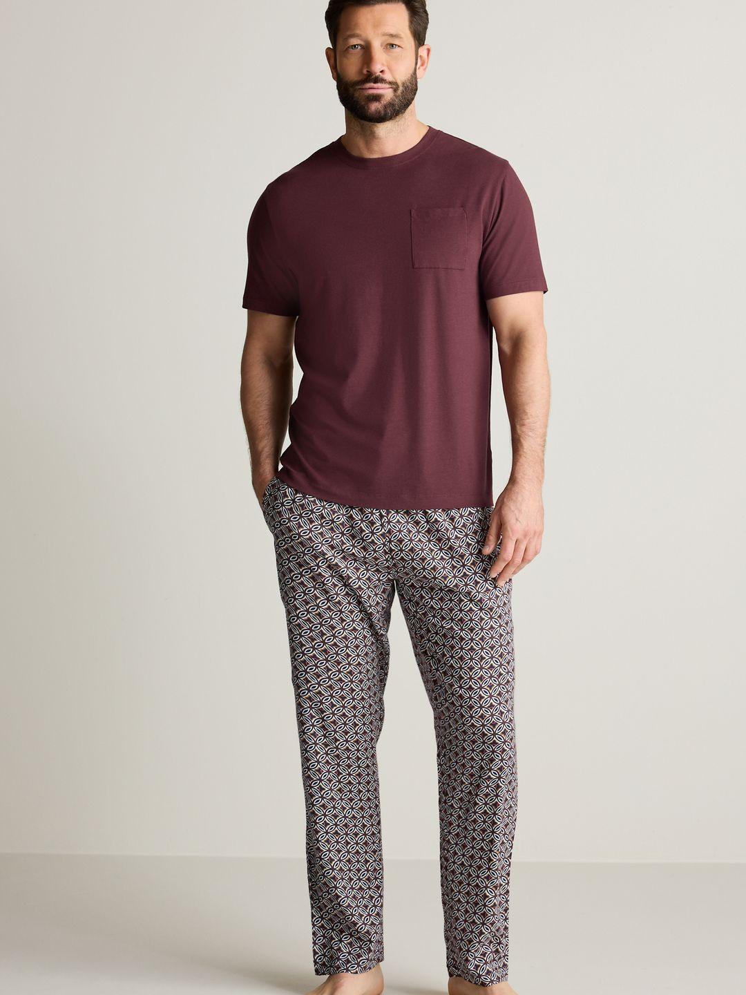 Buy NEXT Men T Shirt With Printed Pyjamas - Night Suits for Men ...