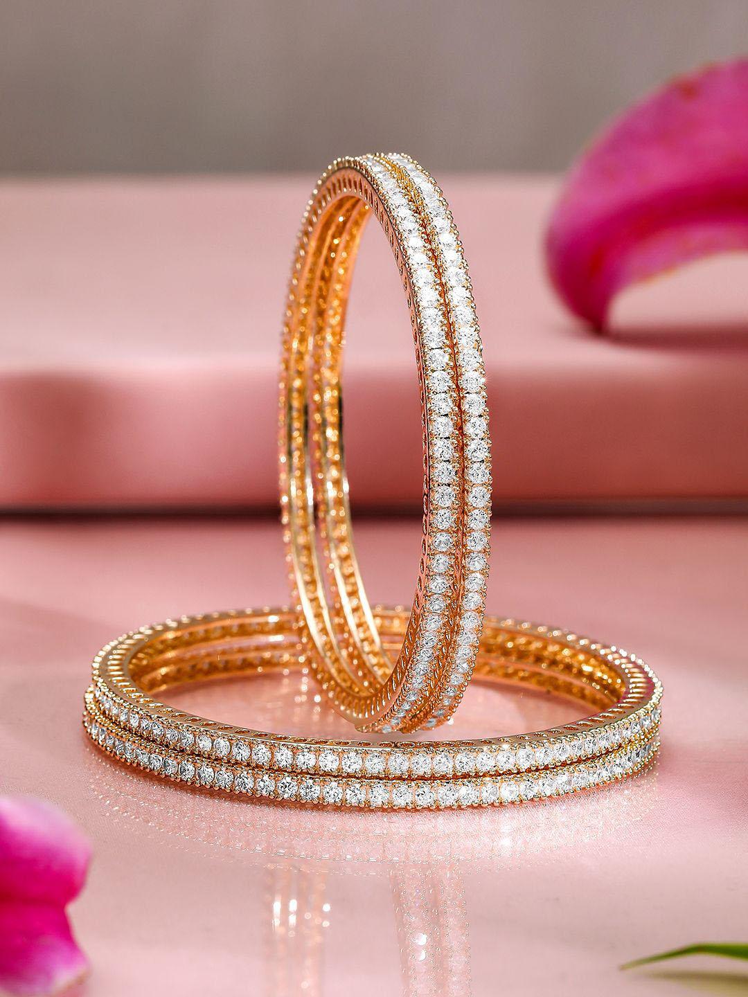Buy Rubans Set Of 4 22K Gold Plated Cubic Zirconia Studded Premium Handcrafted Bangles -  - Accessories for Women