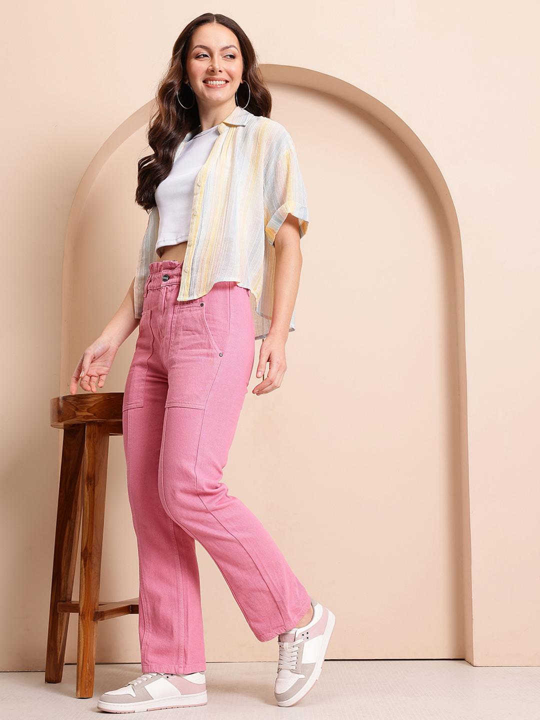Mast & Harbour Women Regular Fit High-Rise Pure Cotton Jeans