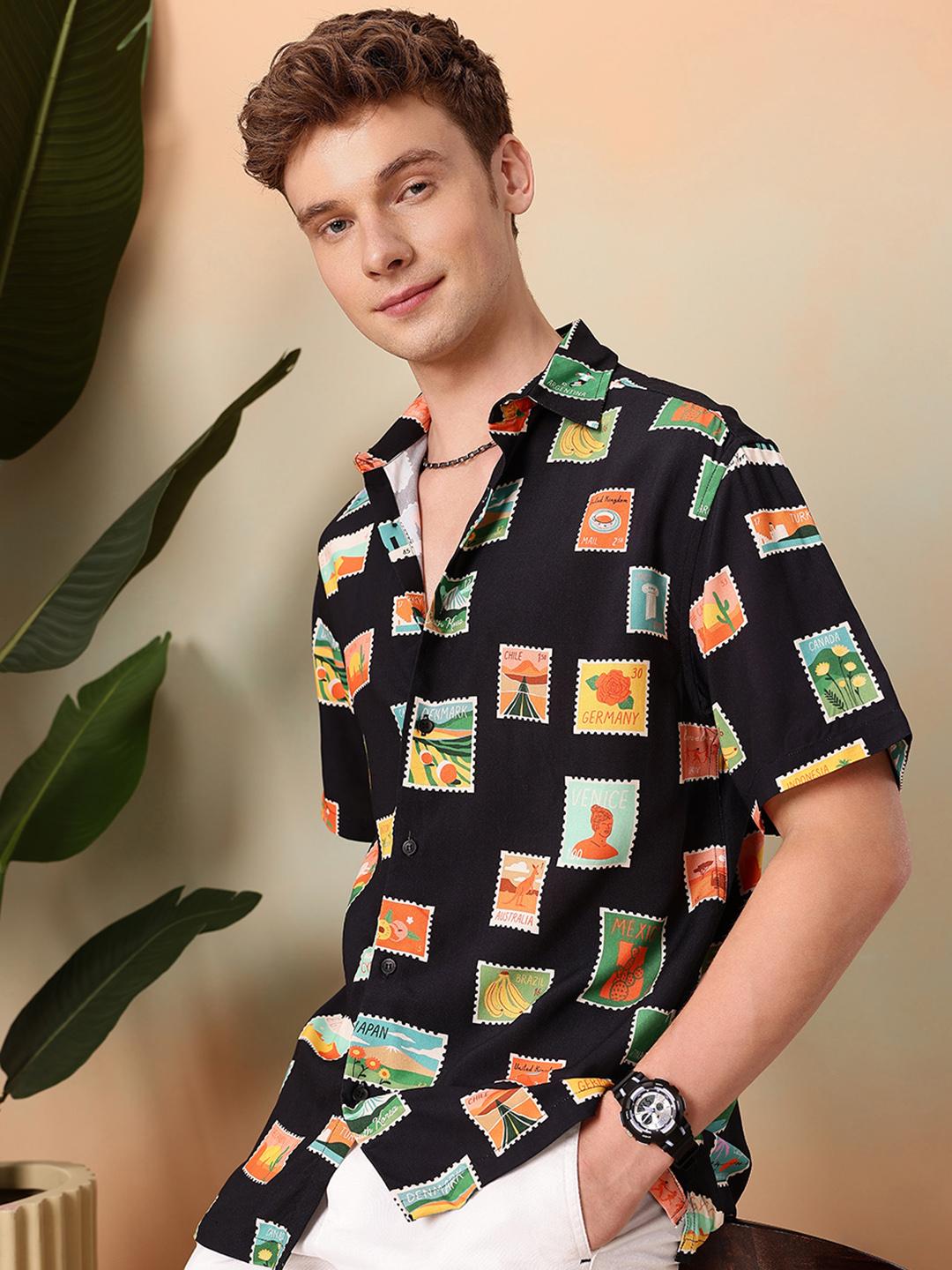 Mast & Harbour Graphic Printed Drop-Shoulder Sleeves Relaxed Fit Casual Shirt
