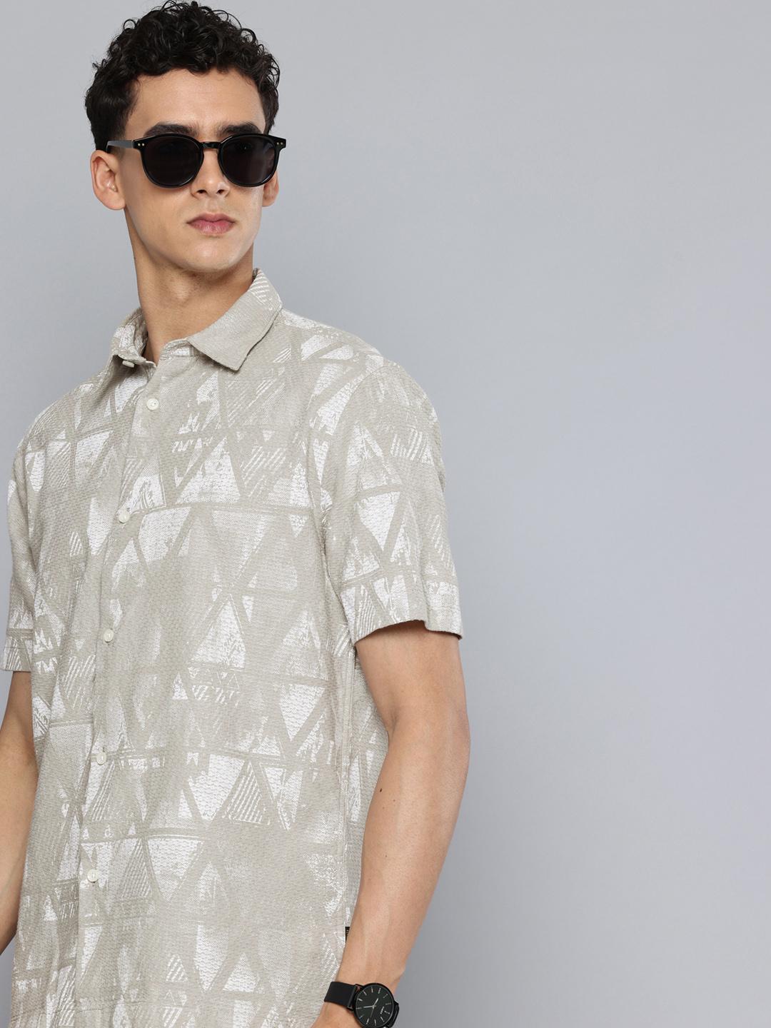 Flying Machine Pure Cotton Opaque Printed & Textured Casual Shirt