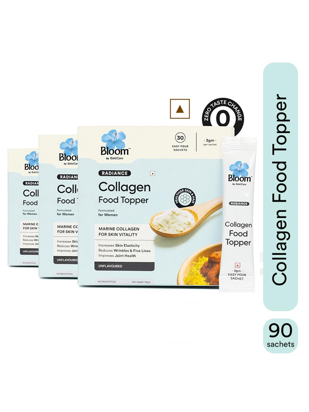 Toppers Powder Buy Bloom Set Of 3 Collagen Food Topper Powder 30 Sachets Each - Skin ...