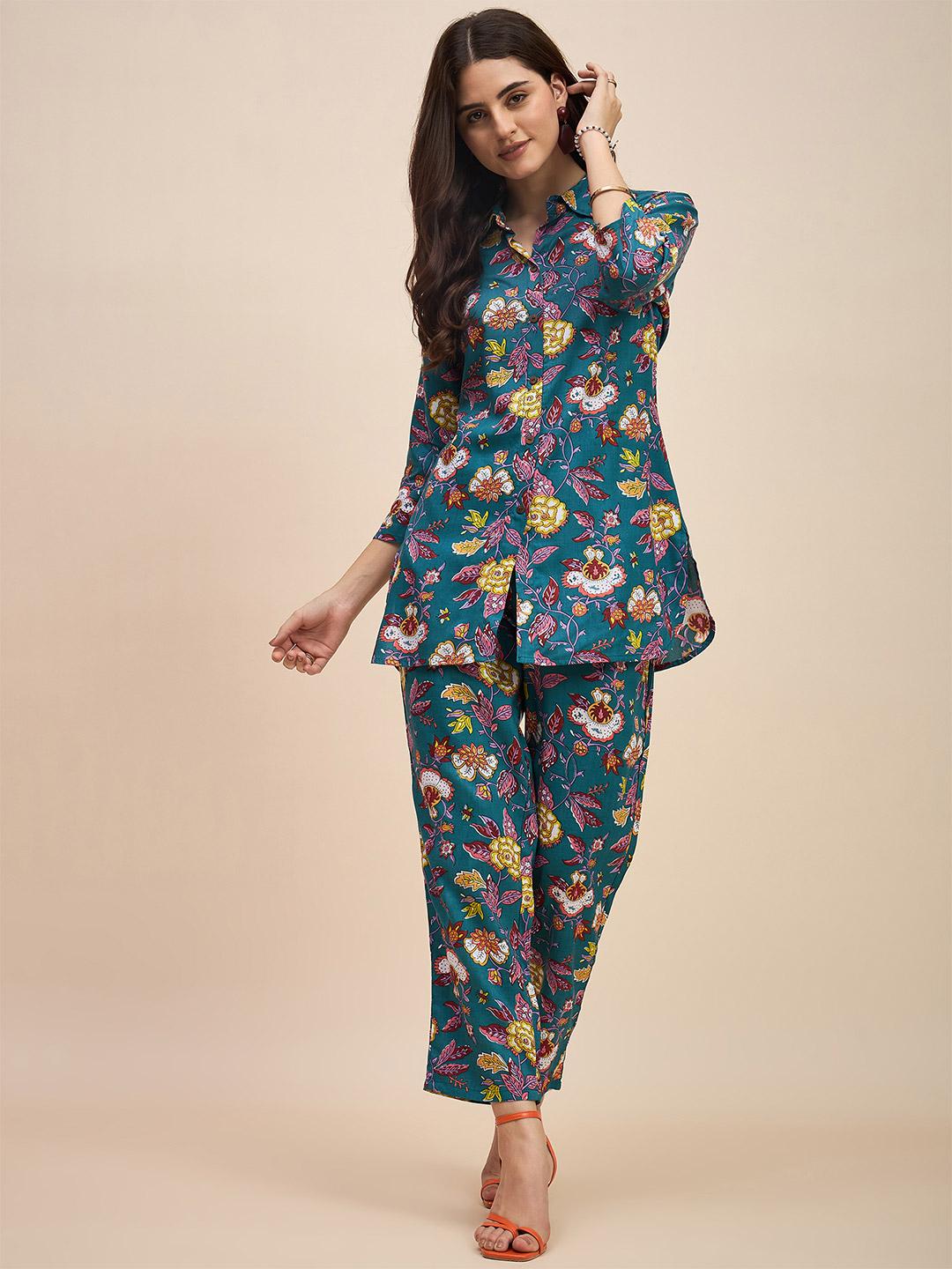 Buy TRUVON FASHIONS Printed Shirt With Trousers Co Ords - - Apparel for Women